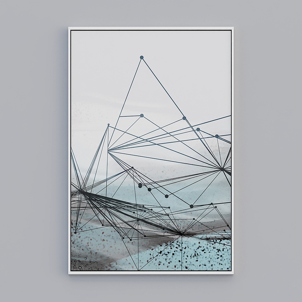 乐邦德-xd-0159 几何现代简约抽象山水复古手绘客厅北欧装饰画2