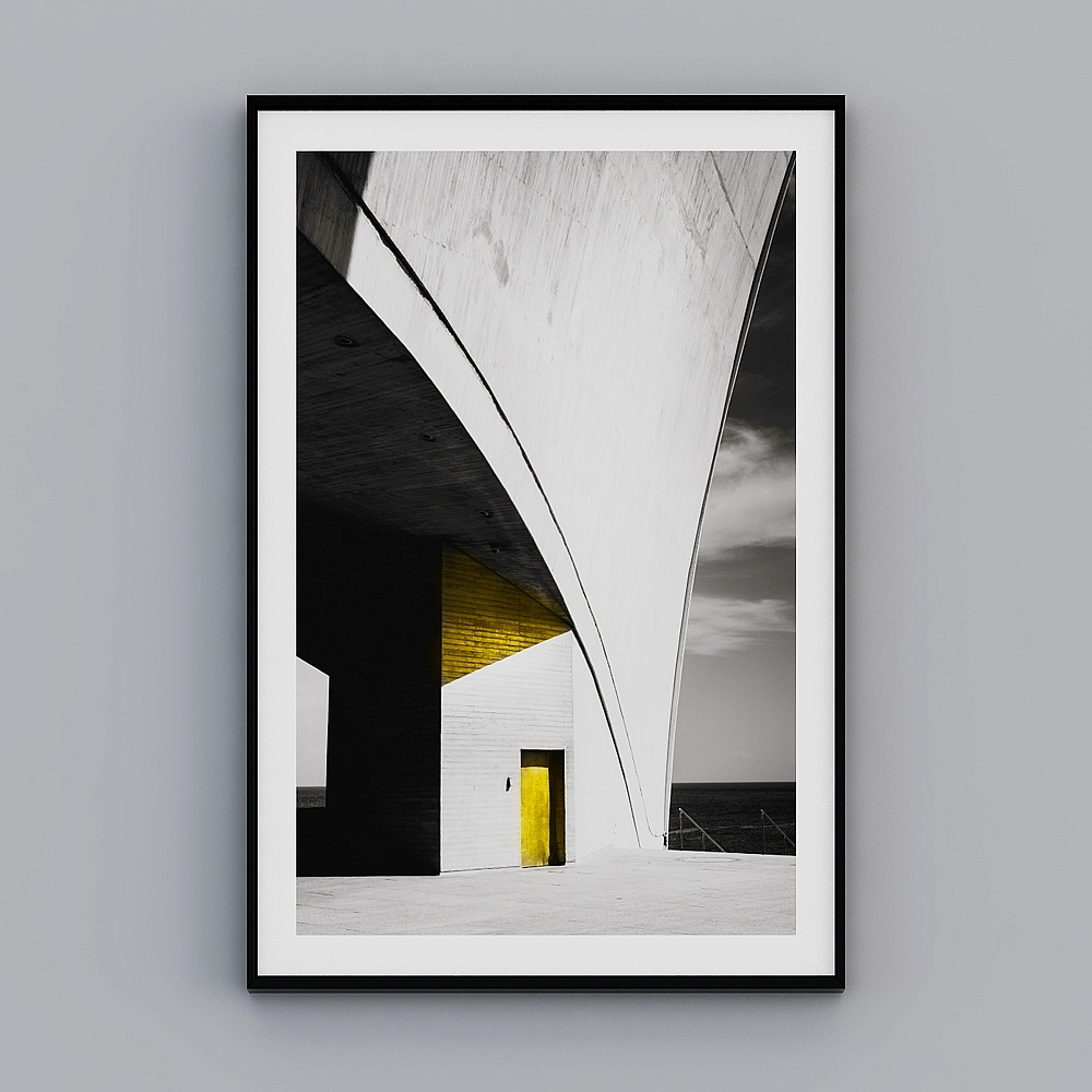 乐邦德-xd-0164 现代简约黑白色块建筑抽象装饰画沙发