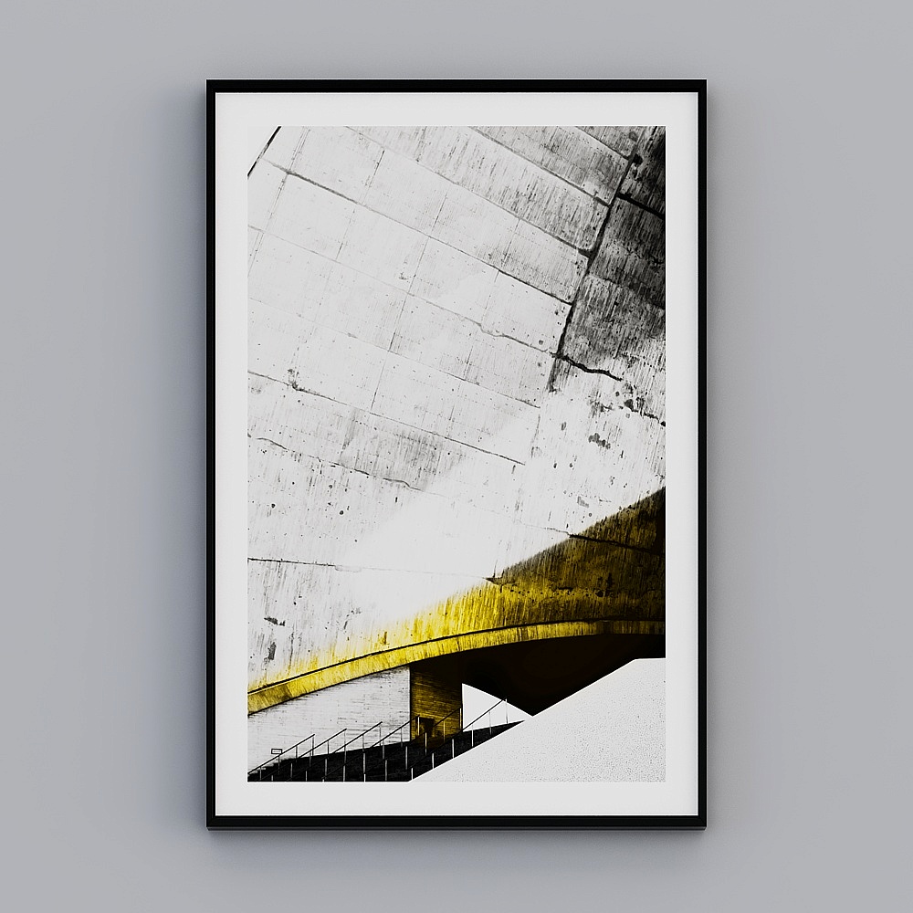 乐邦德-xd-0164 现代简约黑白色块建筑抽象装饰画沙发