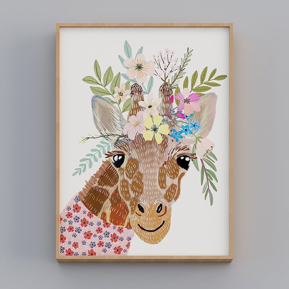艾黛家居-现代简约动物长颈鹿装饰画-126644a