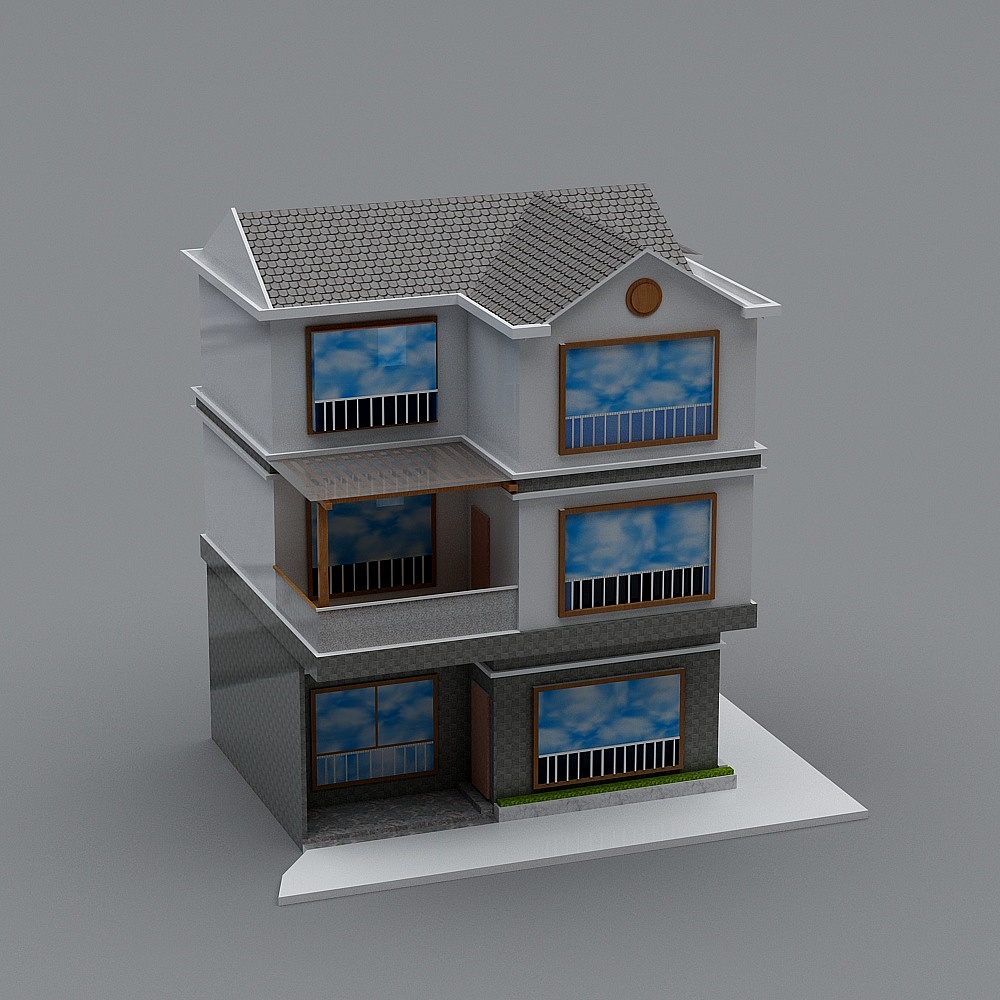 小房型中式别墅3d模型