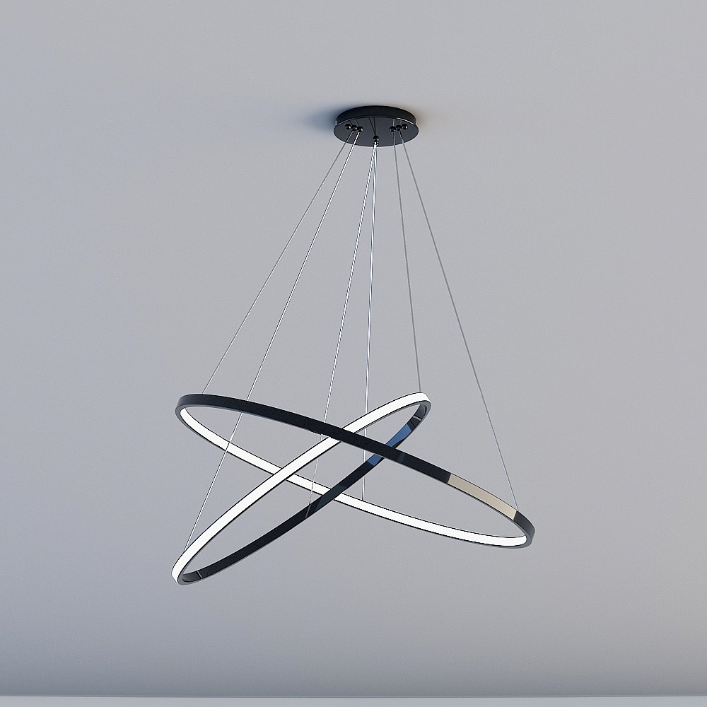 C-A01-6 8不锈钢圆圈吊灯(黑色)3D模型
