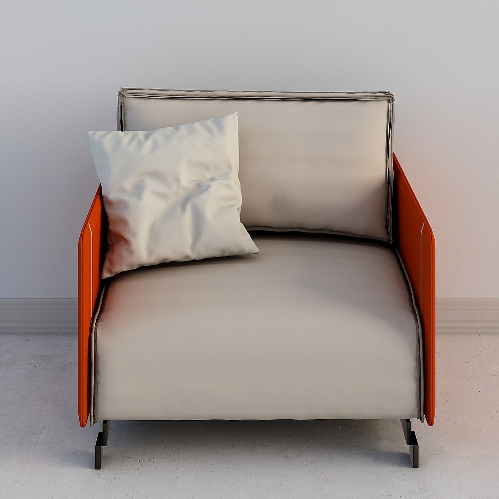 橙色现代单人沙发3D模型