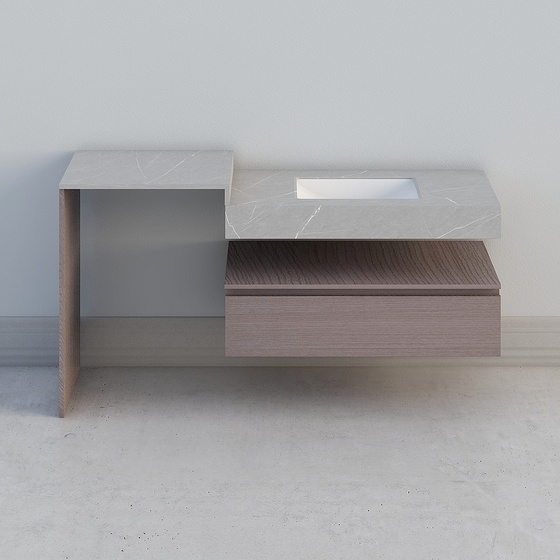 Chic Gray Bathroom Cabinet 3D Model - Elegant Storage