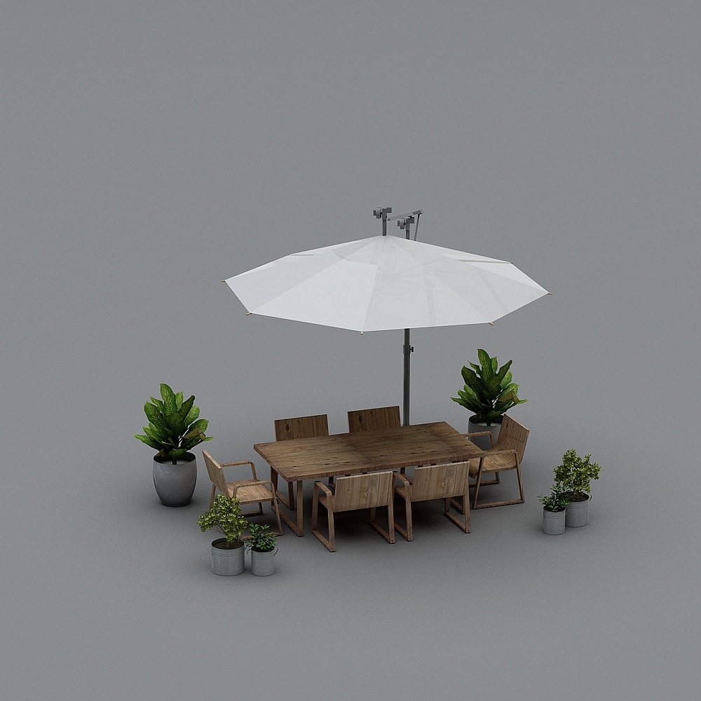 现代户外桌椅组合3D模型