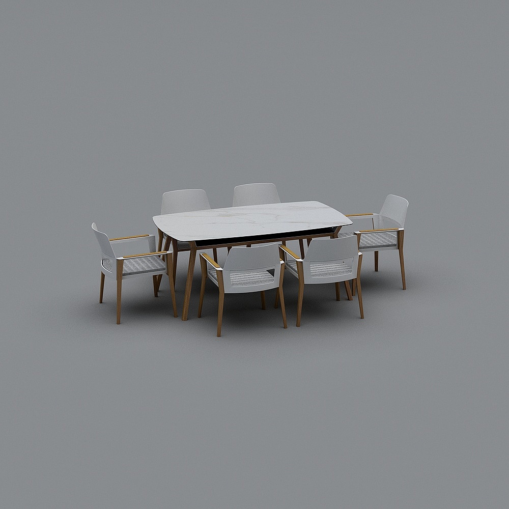 希尔登系列-户外餐桌组合3D模型