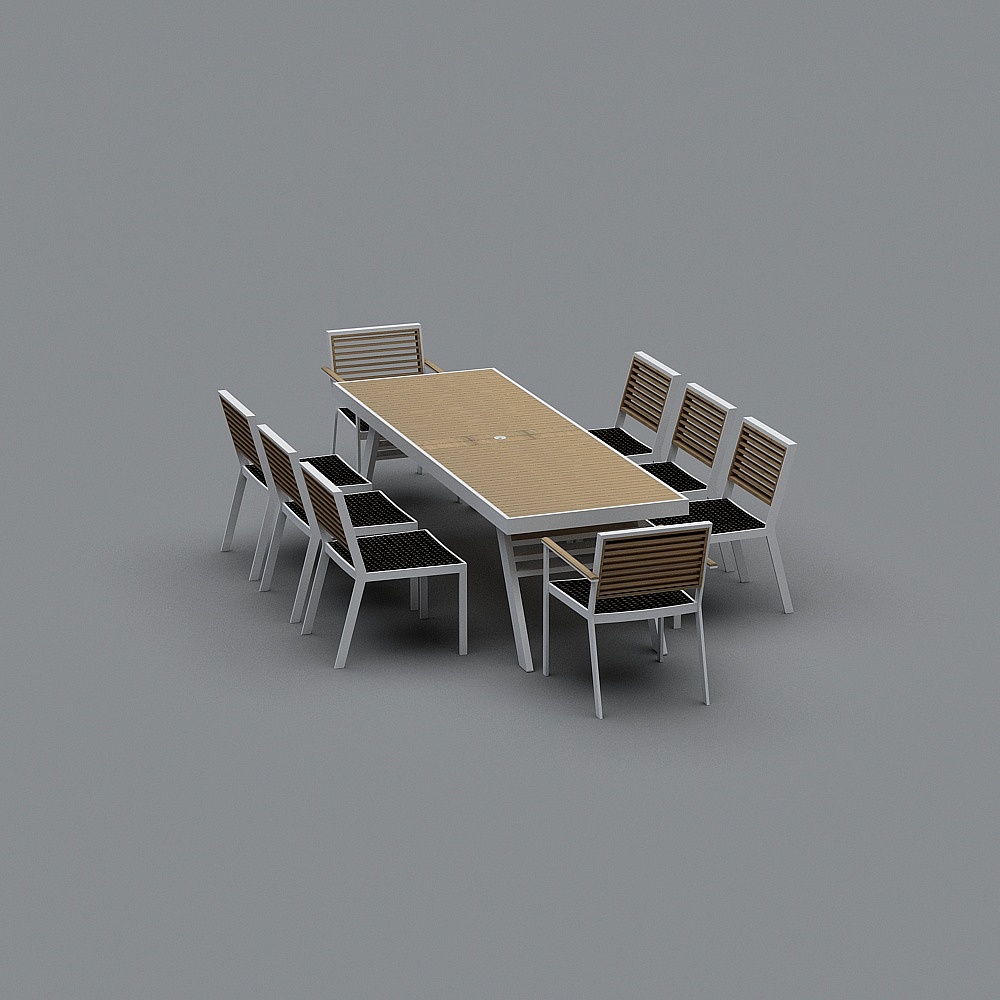 约克系列-户外餐桌组合3D模型