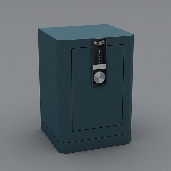 Secure Black Safe Box 3D Model in Gray