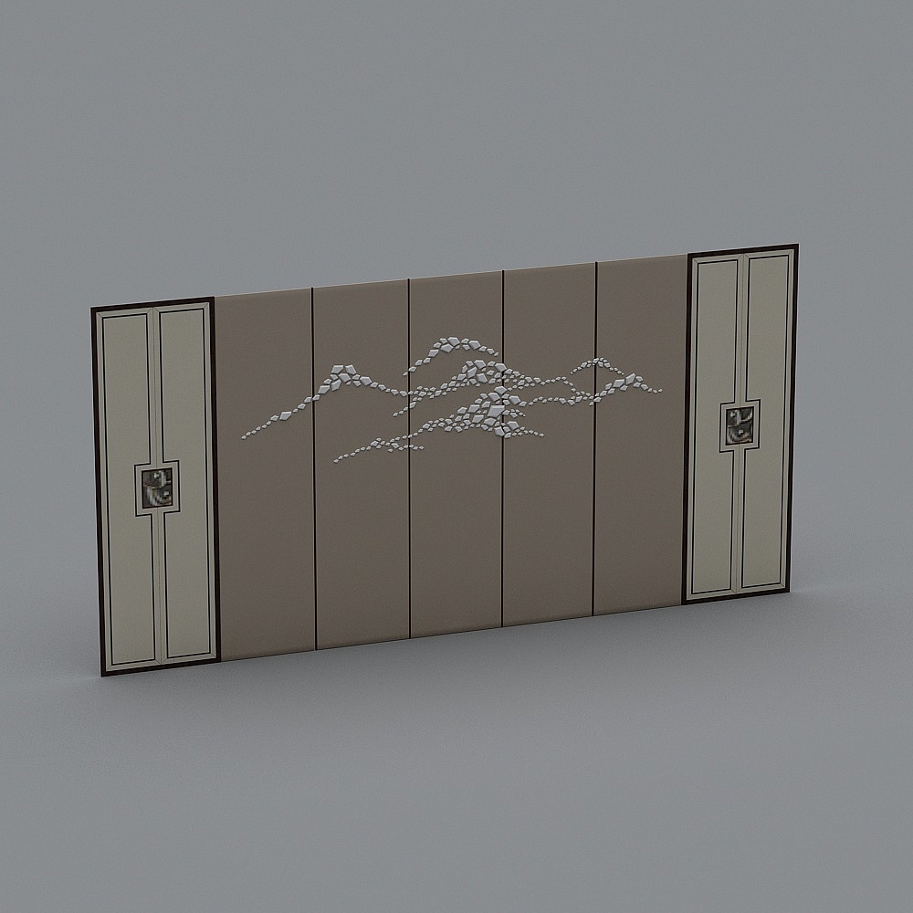 新中式背景墙3D模型