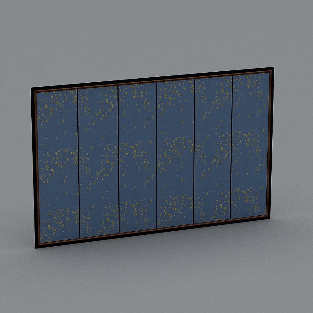 新中式背景墙3D模型