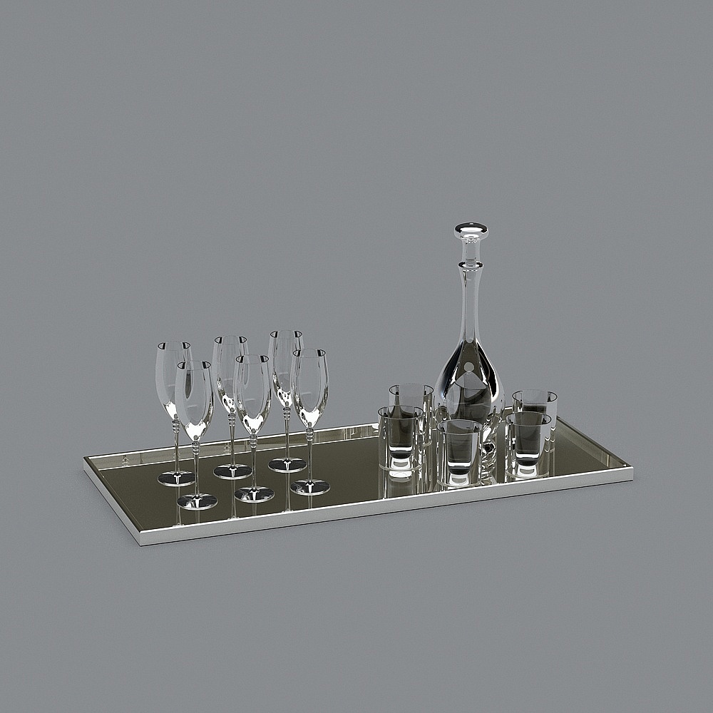 红酒杯组3D模型