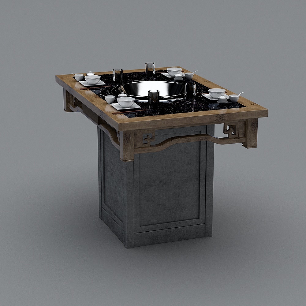 火锅桌小3d模型