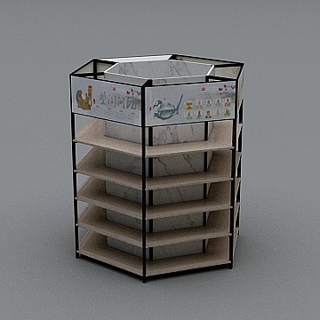 六角包柱石纹板背板3D模型