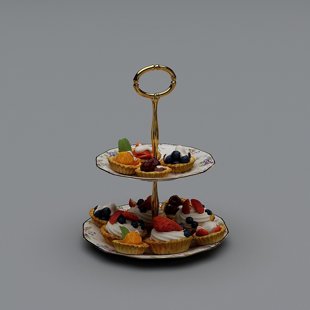 现代蛋糕组合3D模型