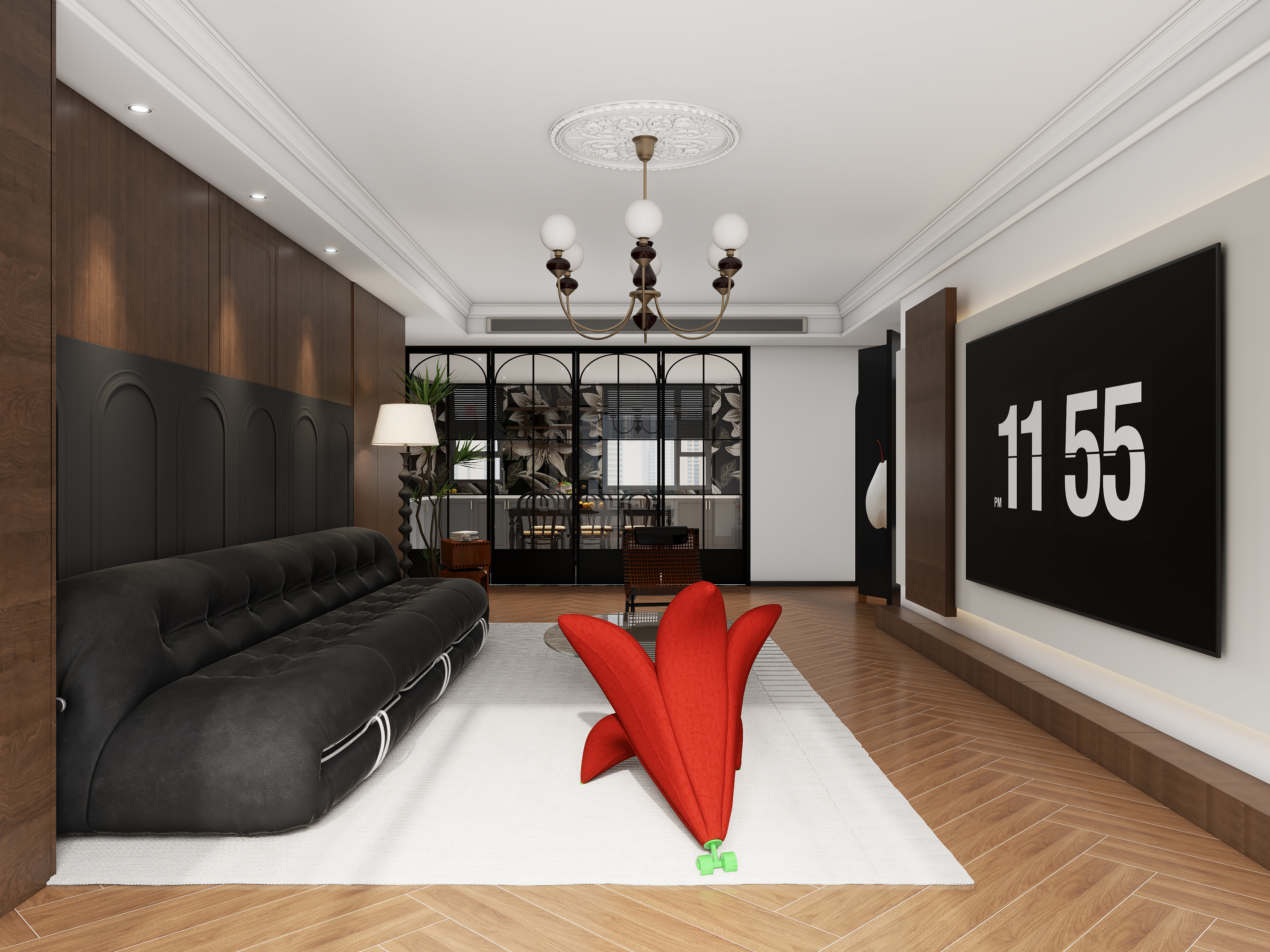 a小伙子风-祥炬文苑三室美式复古装修效果图