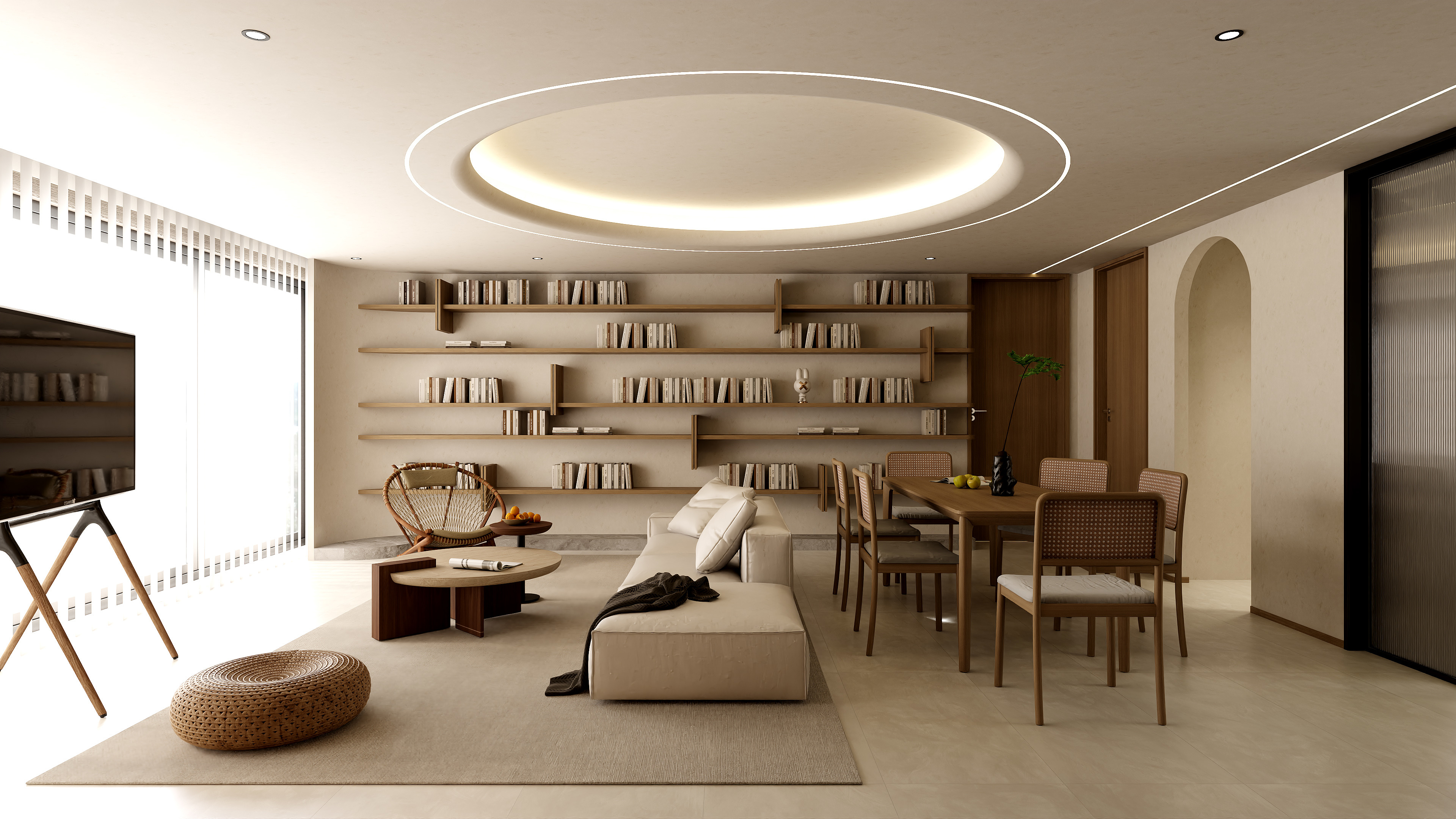 孙有权-『落日熔金』120平丨原木侘寂风三居装修效果图