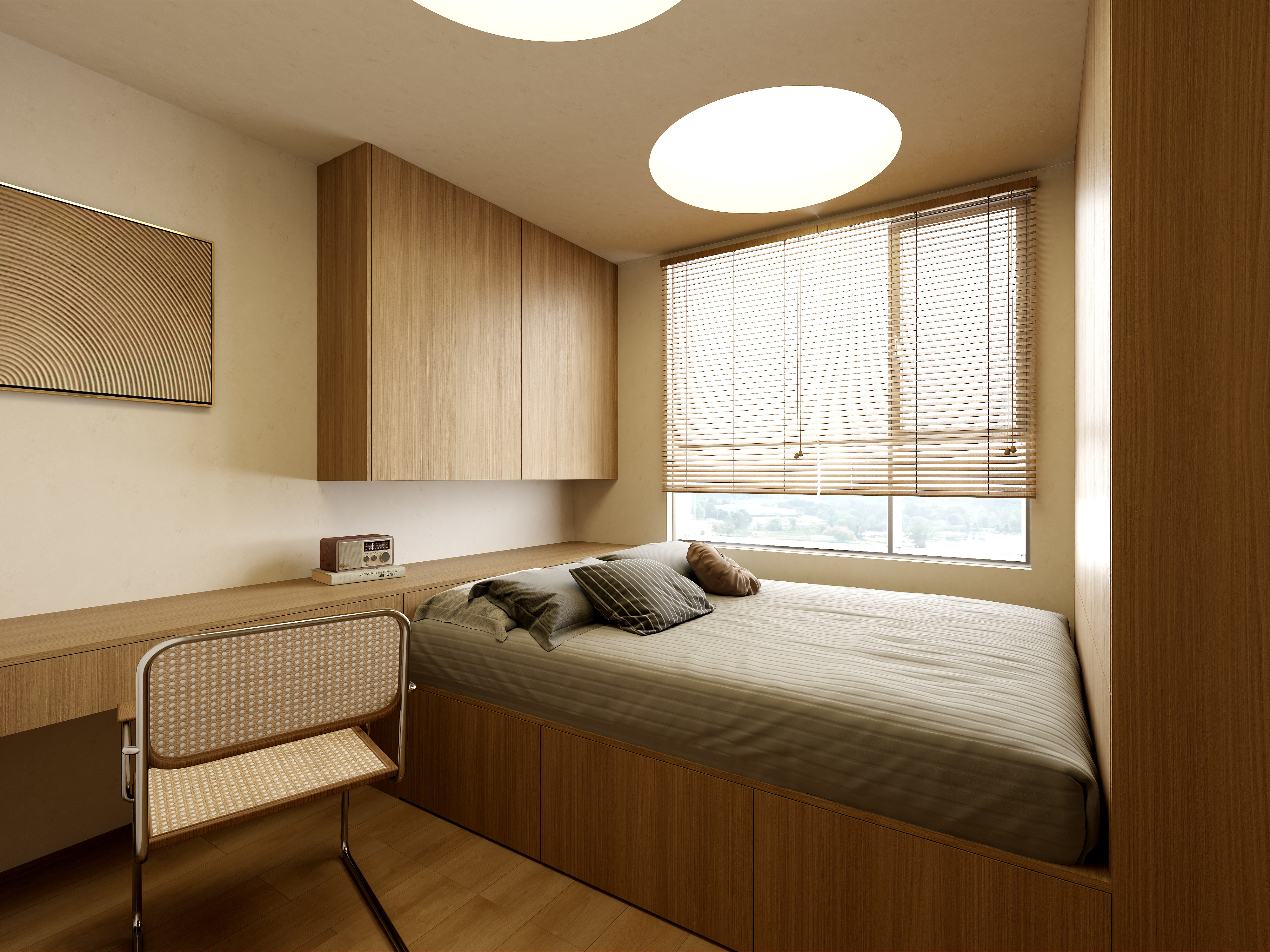 孙有权-『落日熔金』120平丨原木侘寂风三居装修效果图