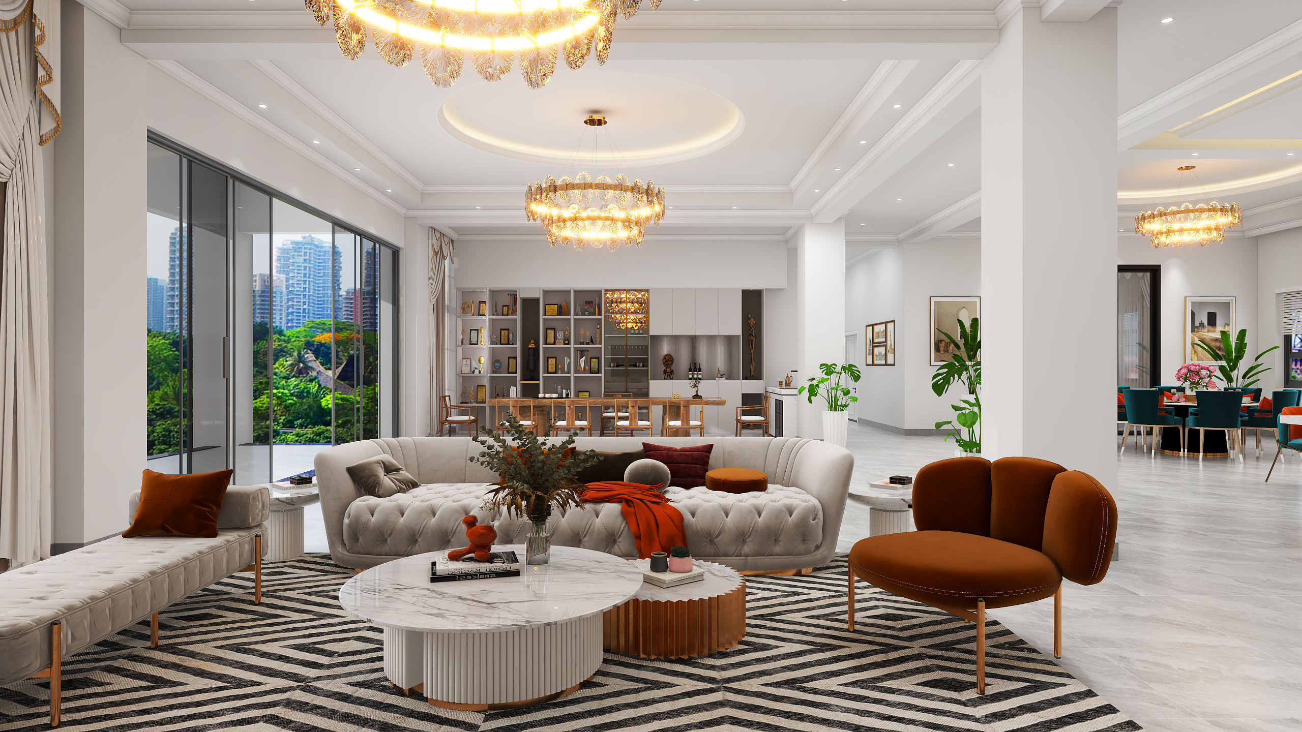 室内外设计大雄-红色庄园690㎡装修效果图