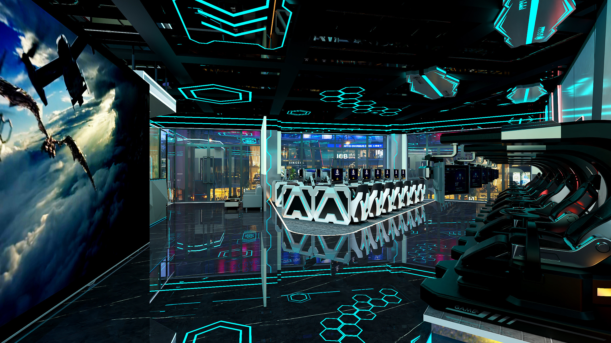 荣荣设计-现代科技网咖-装修设计方案