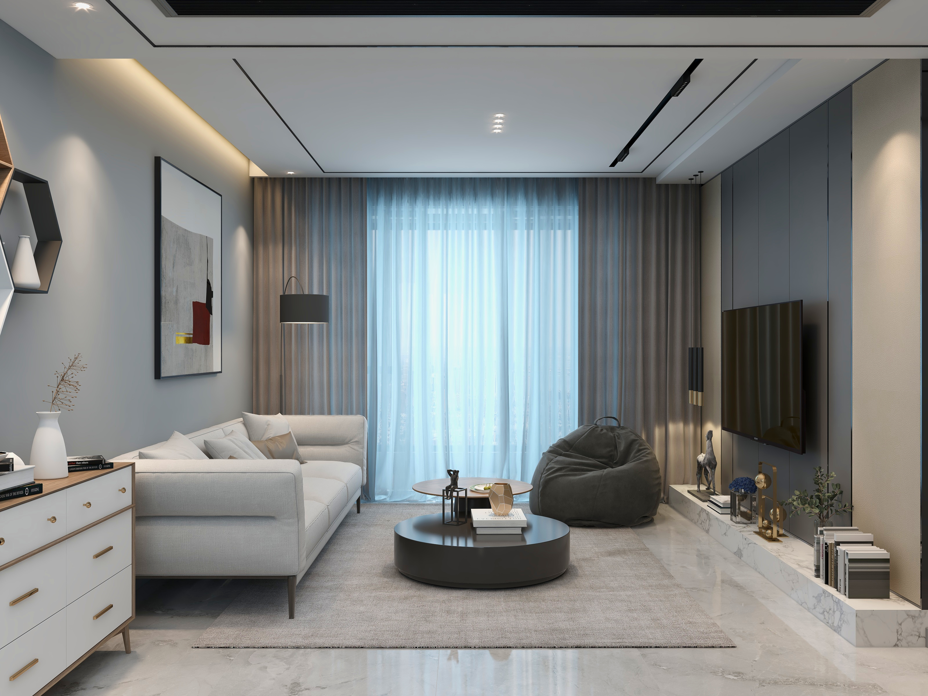 Mike大卫-100方现代一居装修效果图