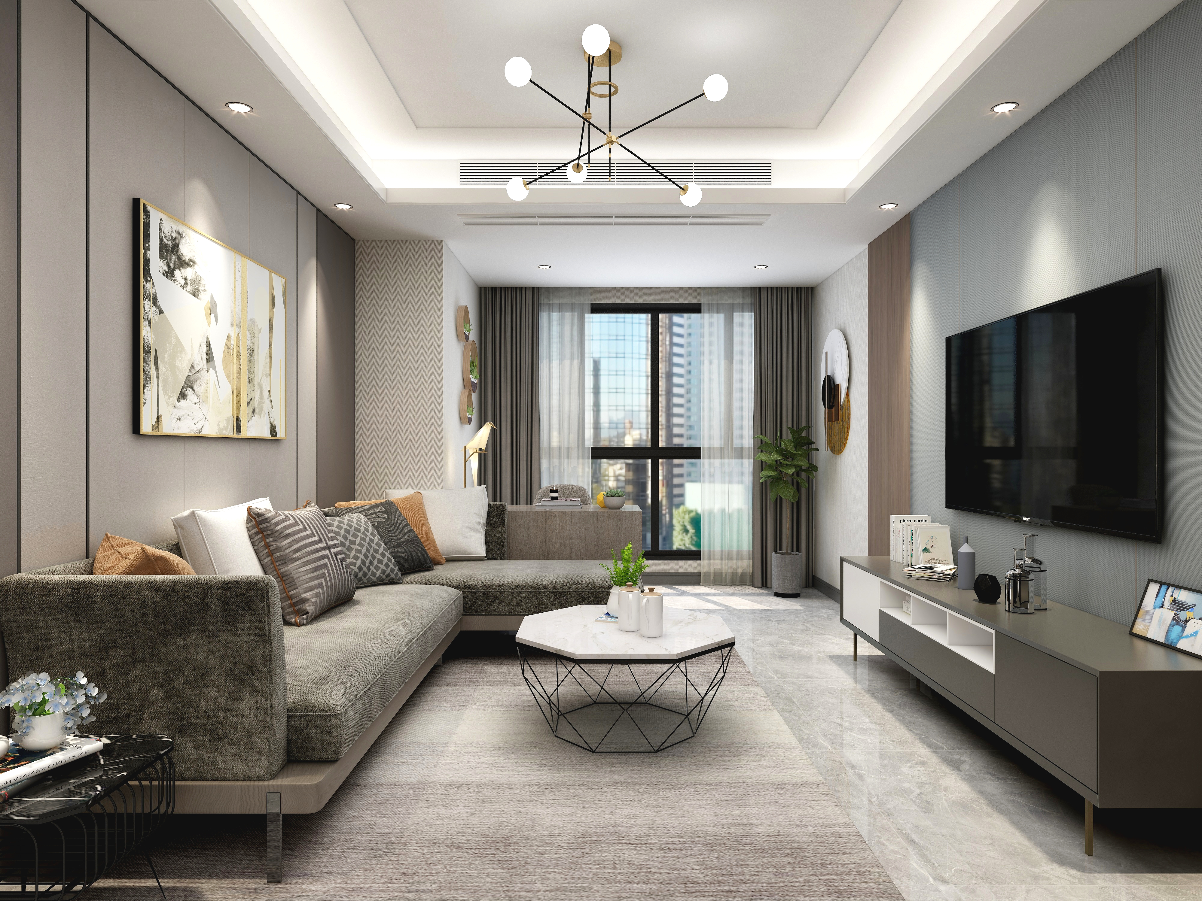 设计师晓风-44方现代客餐厅装修效果图