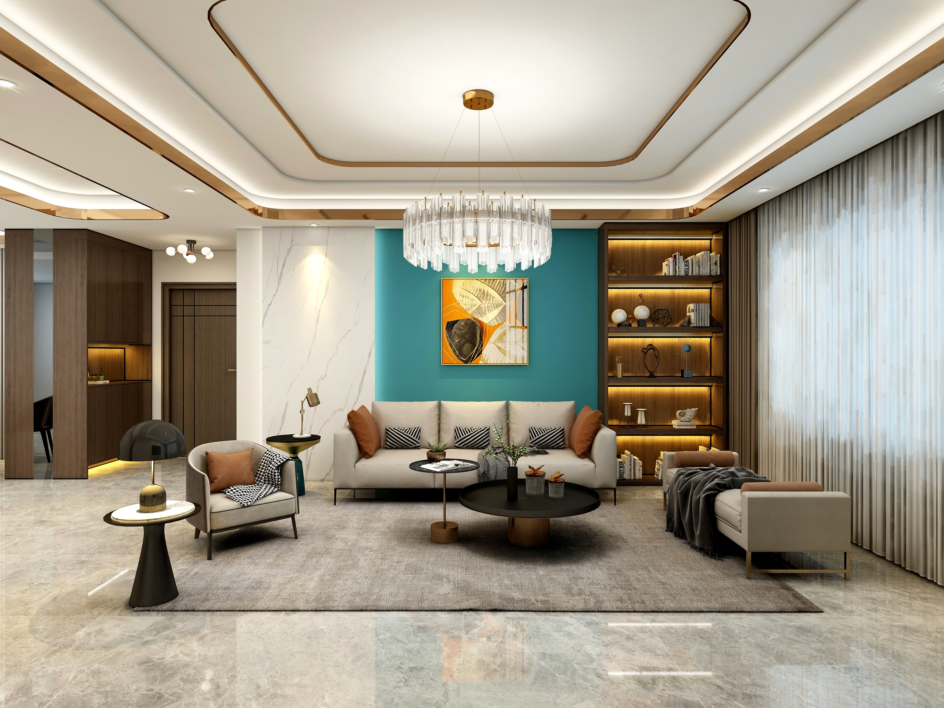 归境设计-《碰撞》144平现代轻奢混搭装修效果图