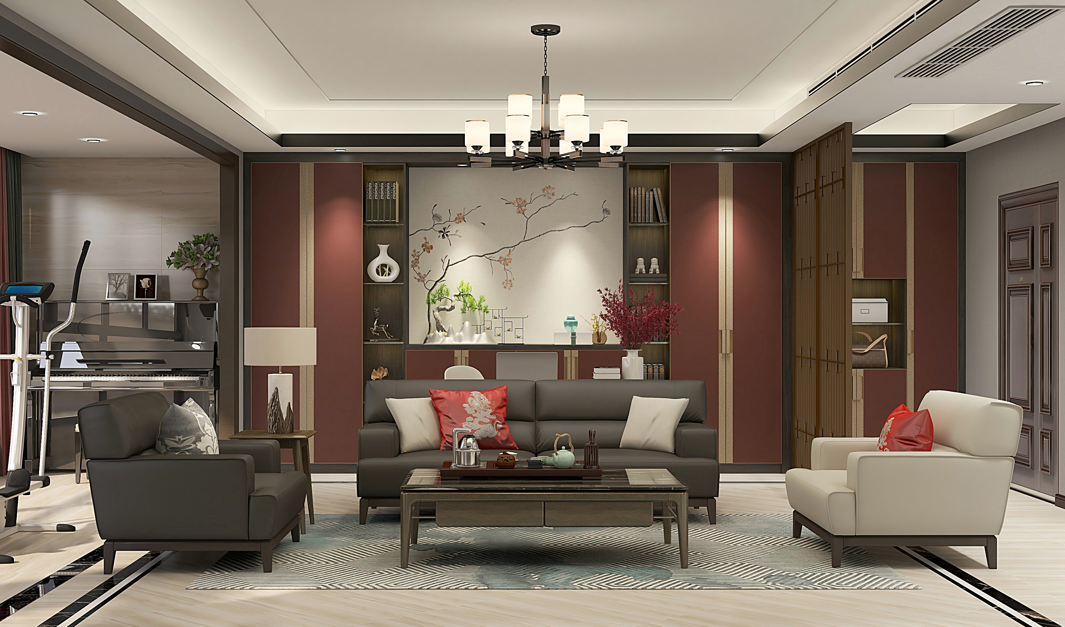 顾家家居1_-196方新中式三居装修效果图