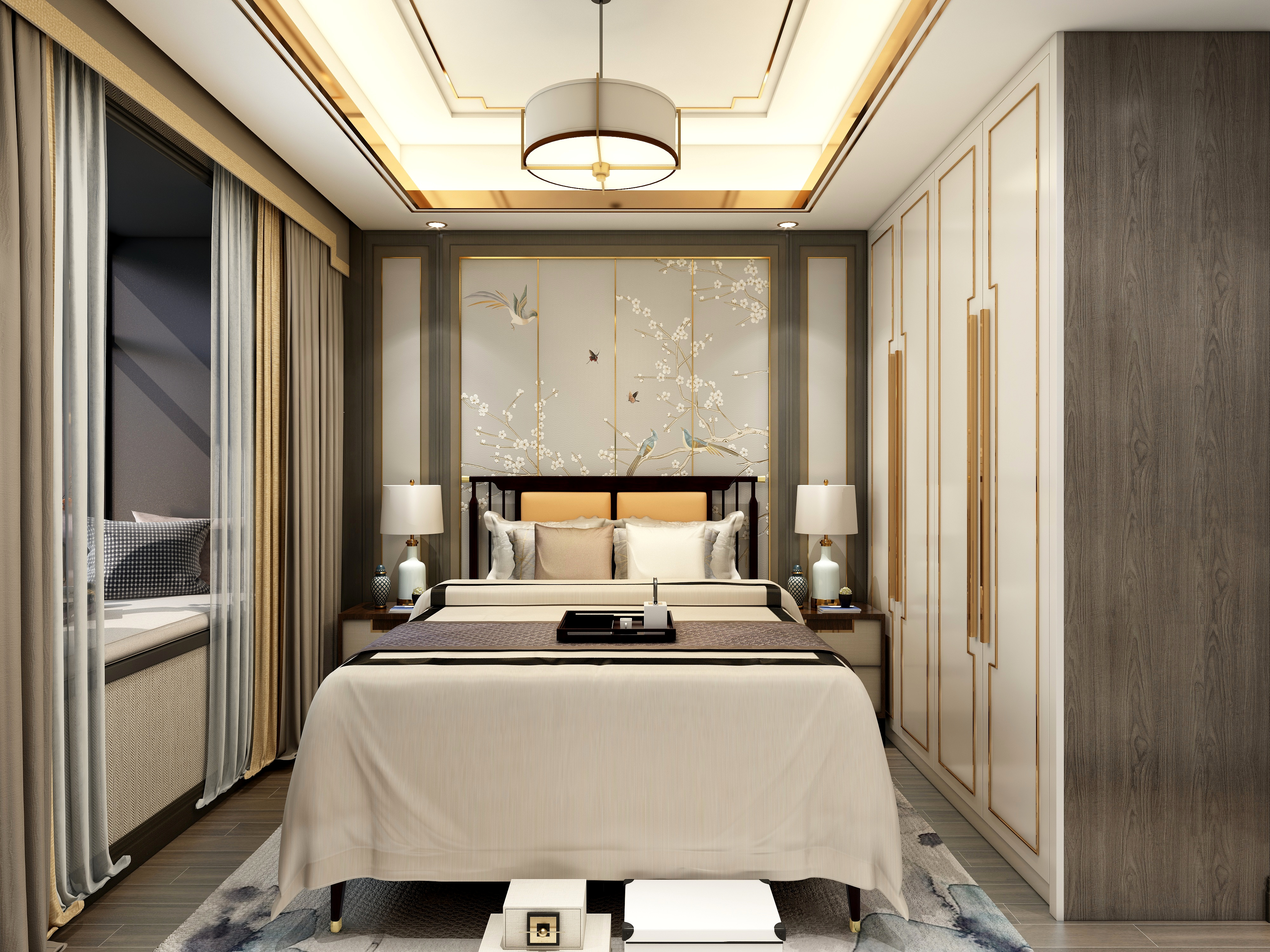 至简名设一钱春-150方轻奢新中式四居装修效果图