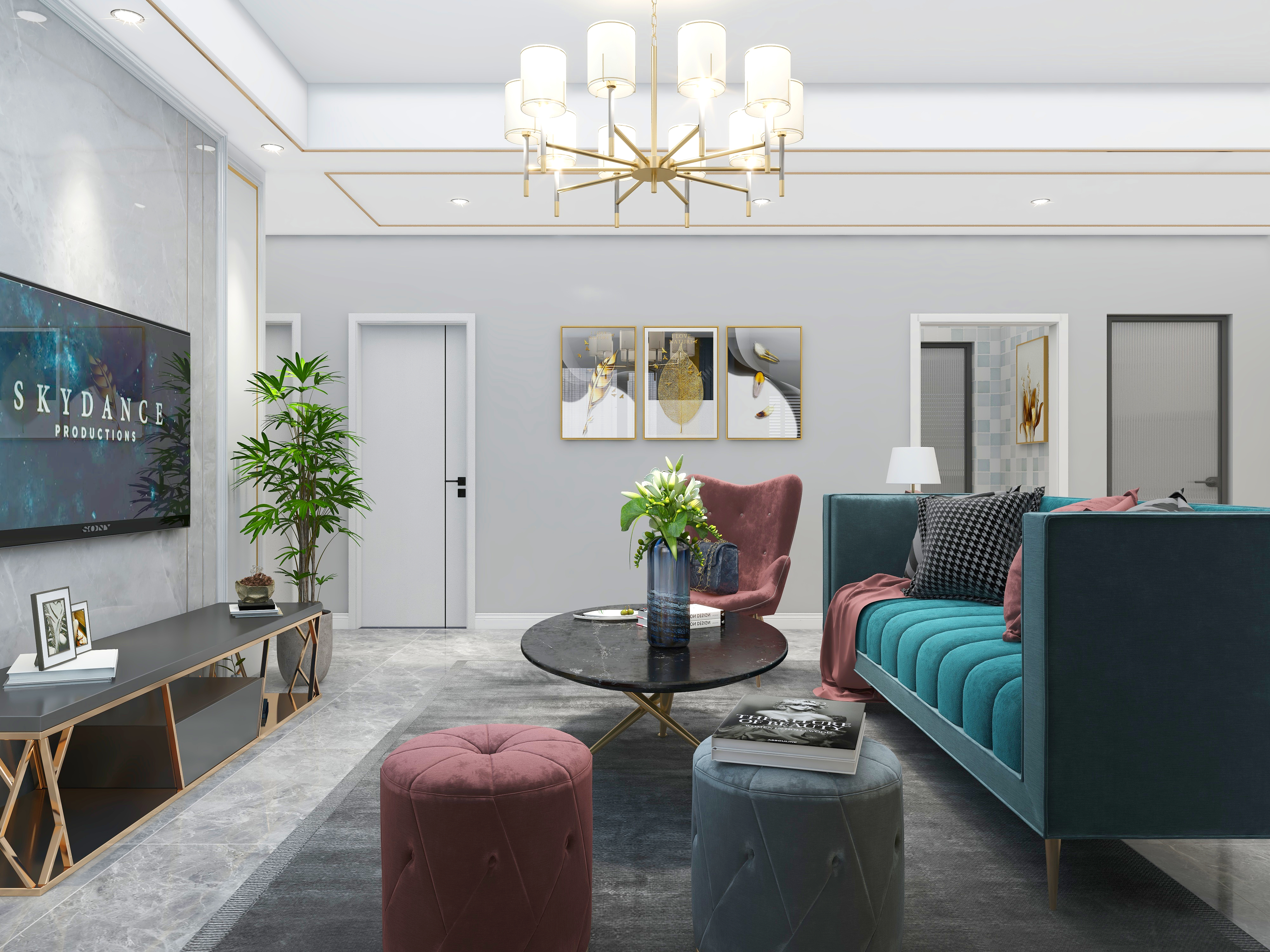 言設-现代轻奢125平三室两厅两卫装修效果图