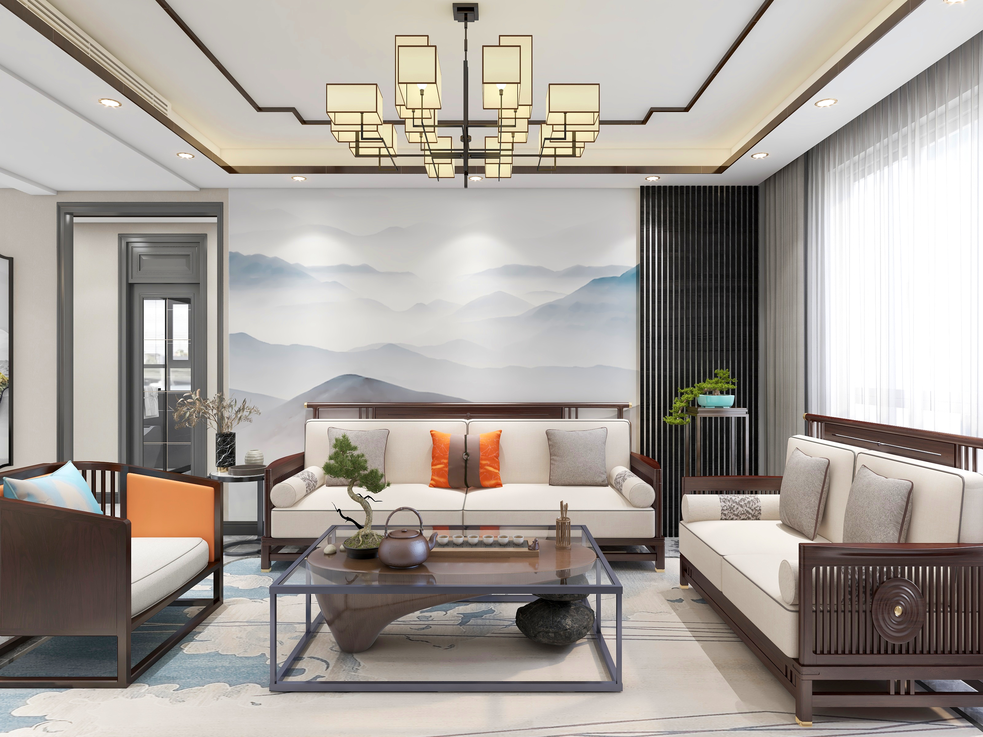 郭哲设计师-125方新中式三居装修效果图