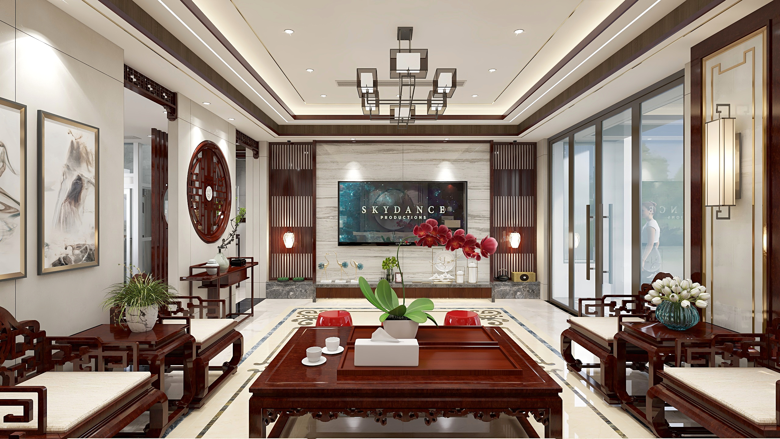 神马云在线-新中式别墅装修效果图