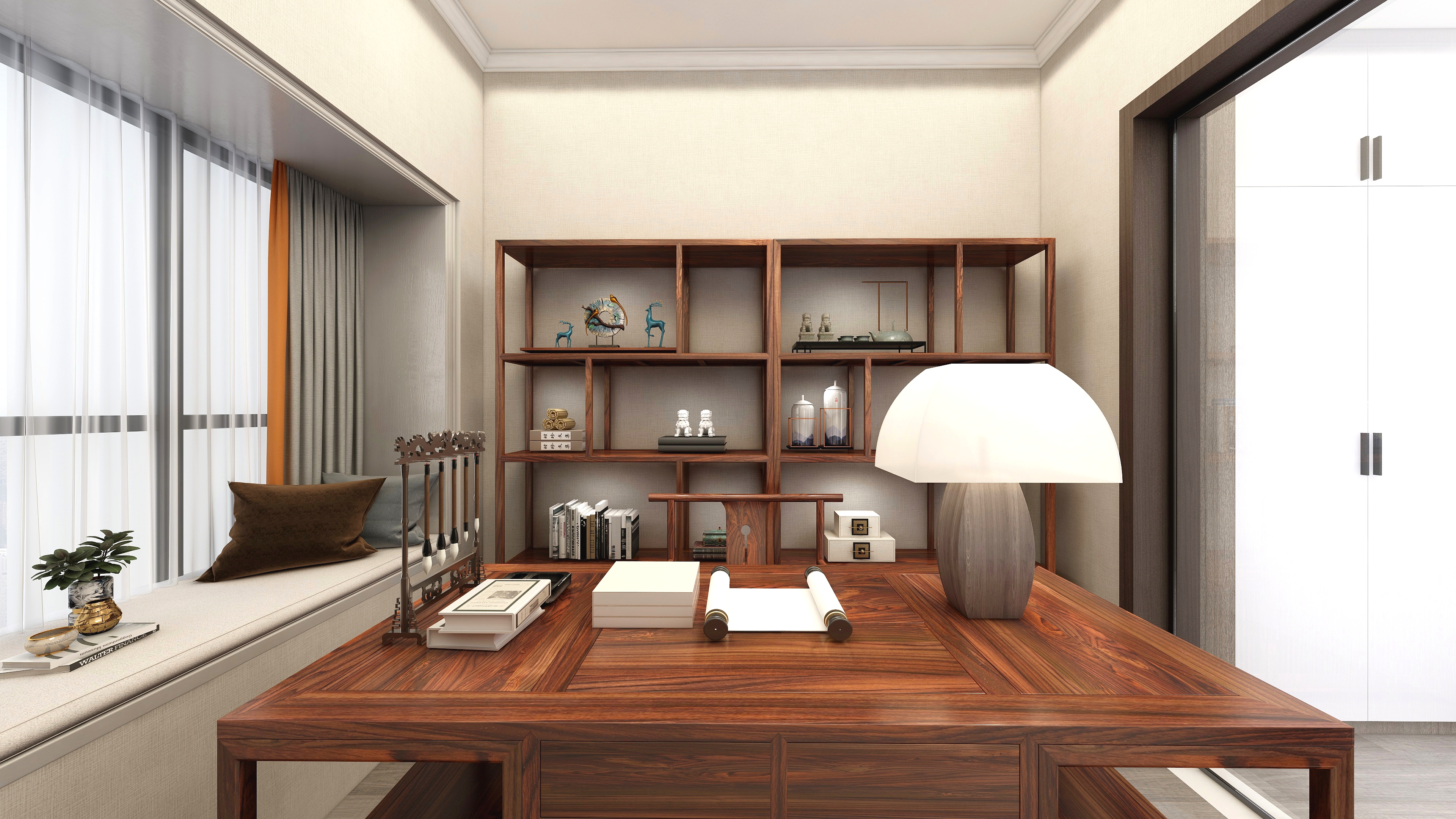 湖州木喜qLPE-270平新中式两居装修效果图