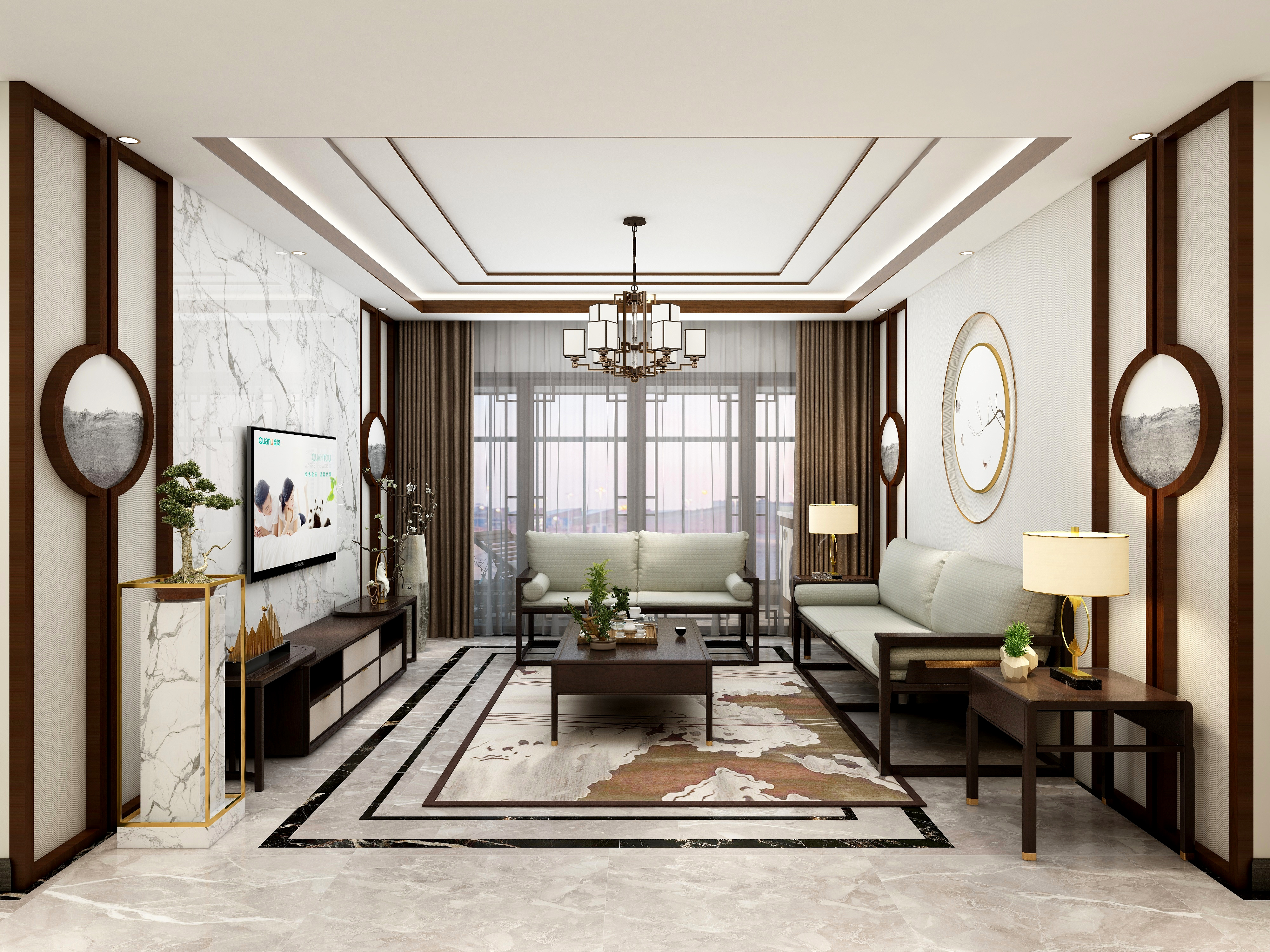 亦安设计-137方新中式四居装修效果图