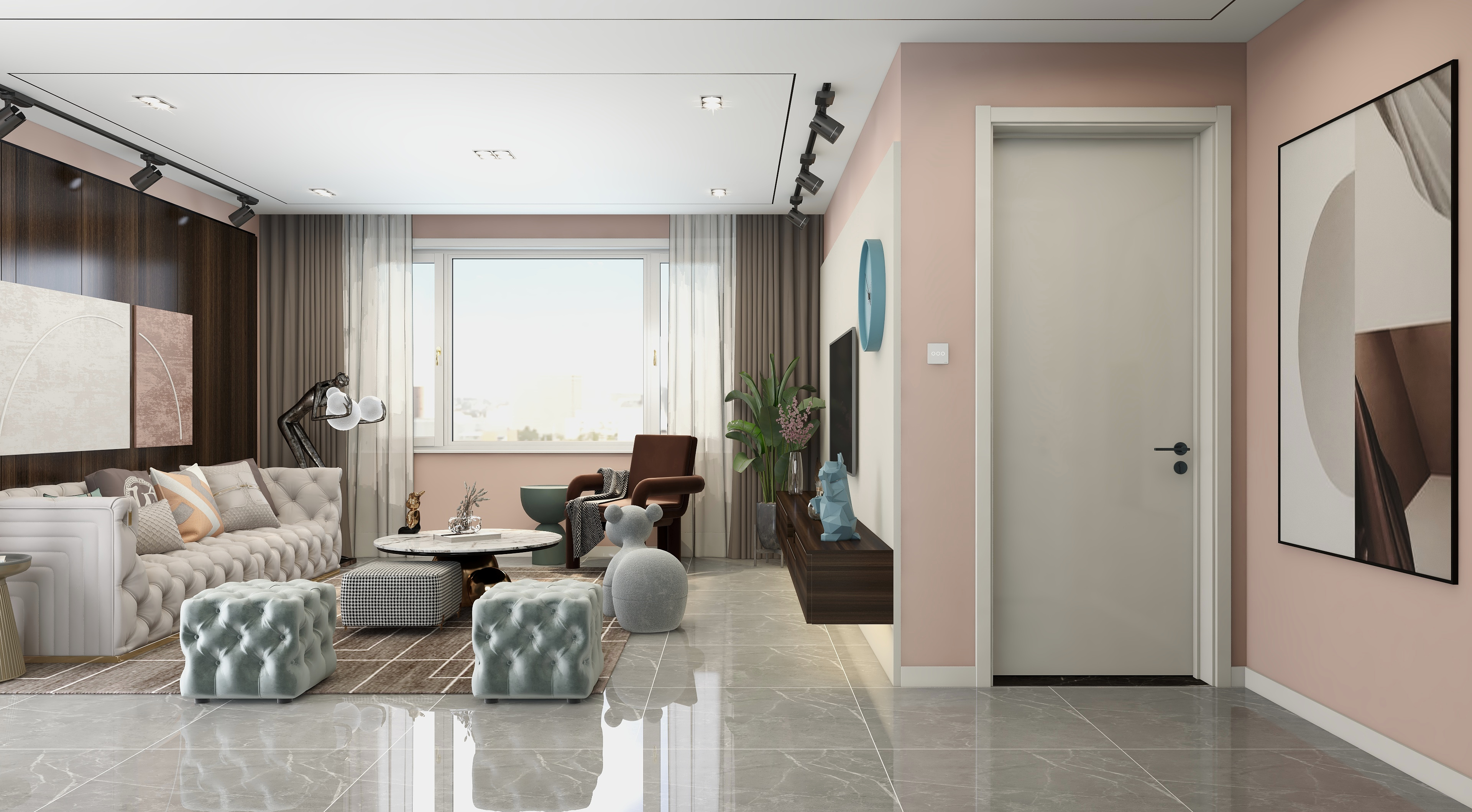 尹淇正-储物背景墙-初见DQ莫贝尔黑檀色+珍珠灰装修效果图