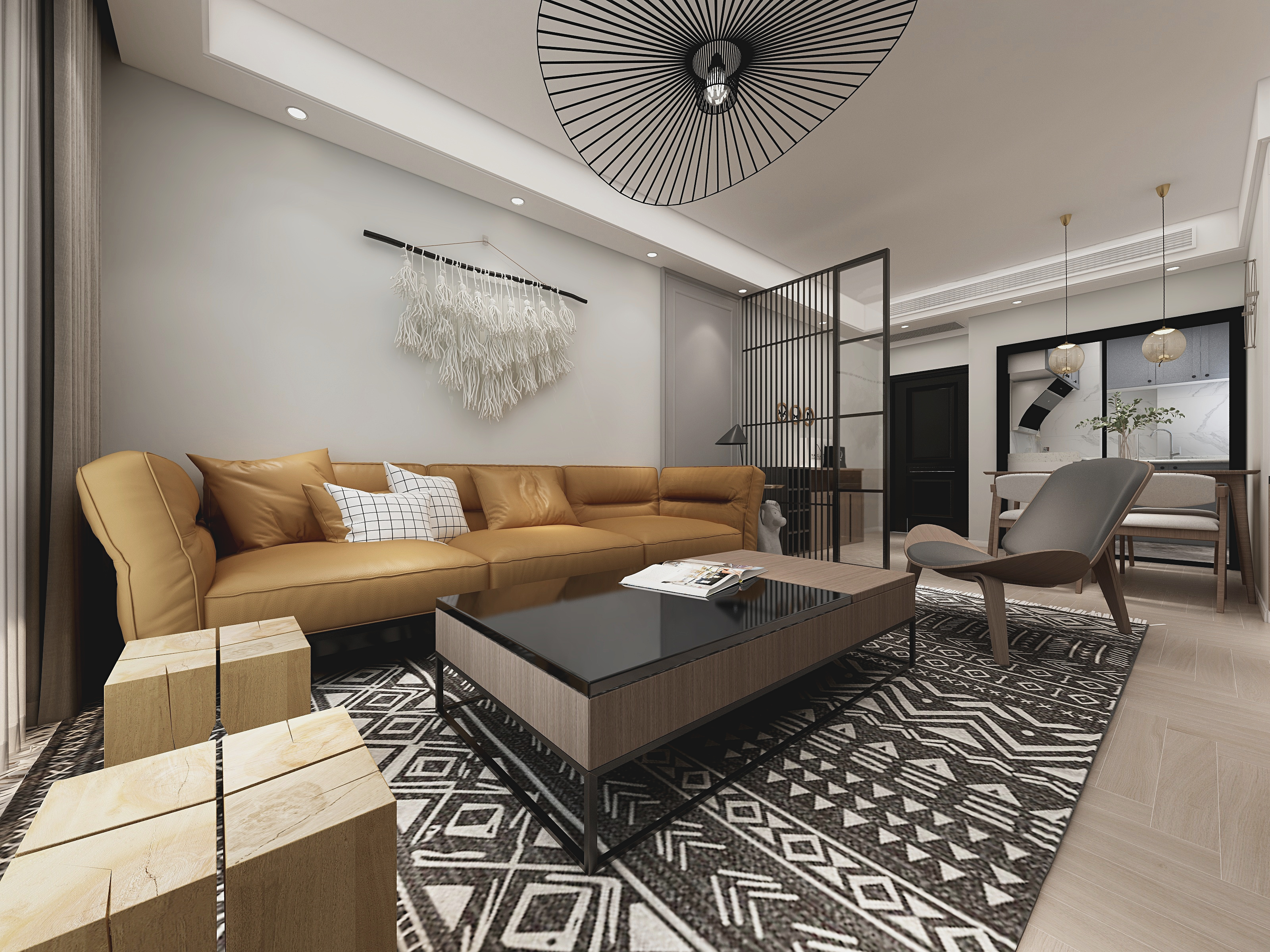 马佳奇-93方混搭三居装修效果图