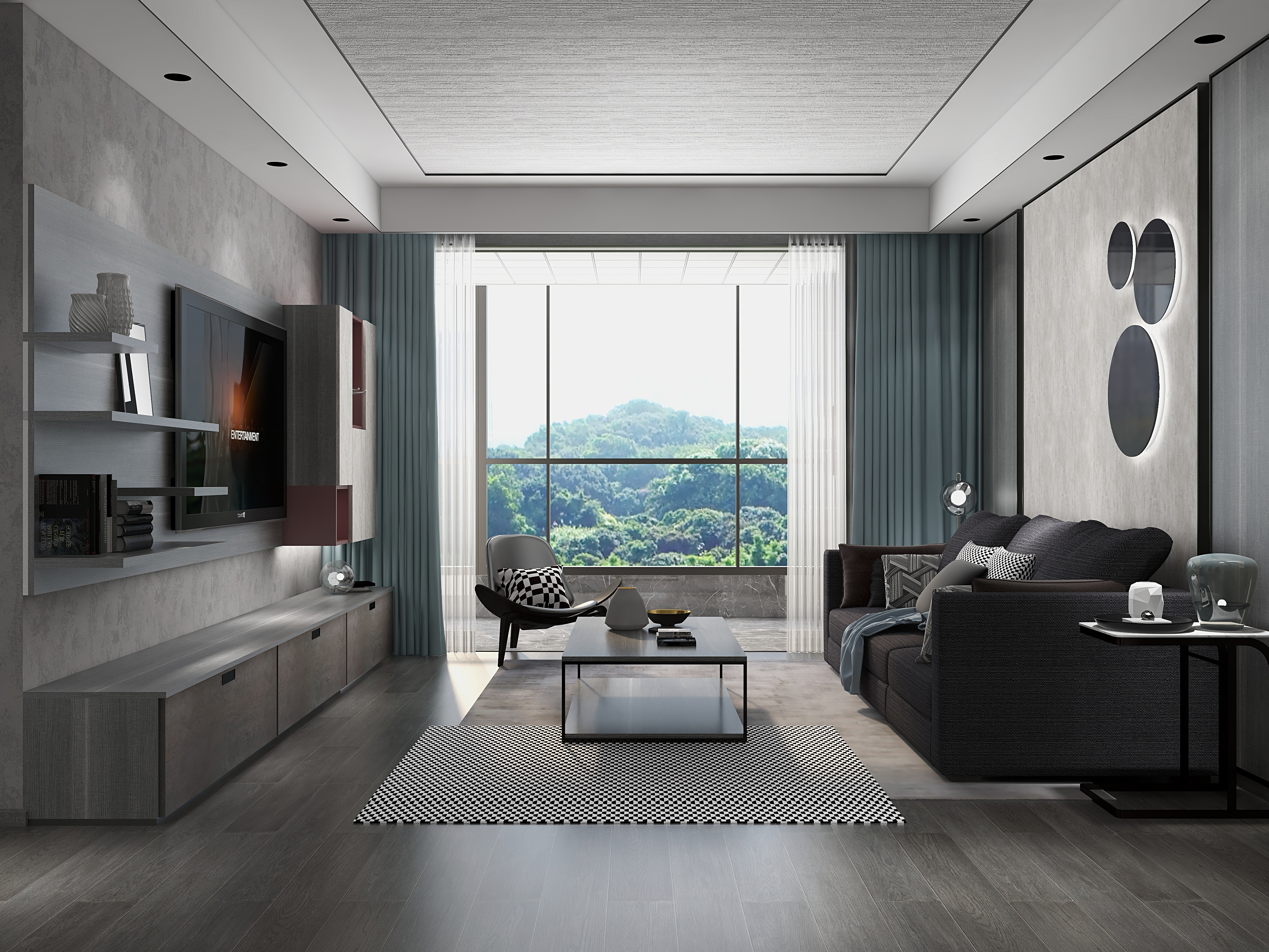 黄建-《火山》现代工业风-110㎡三居平层装修效果图