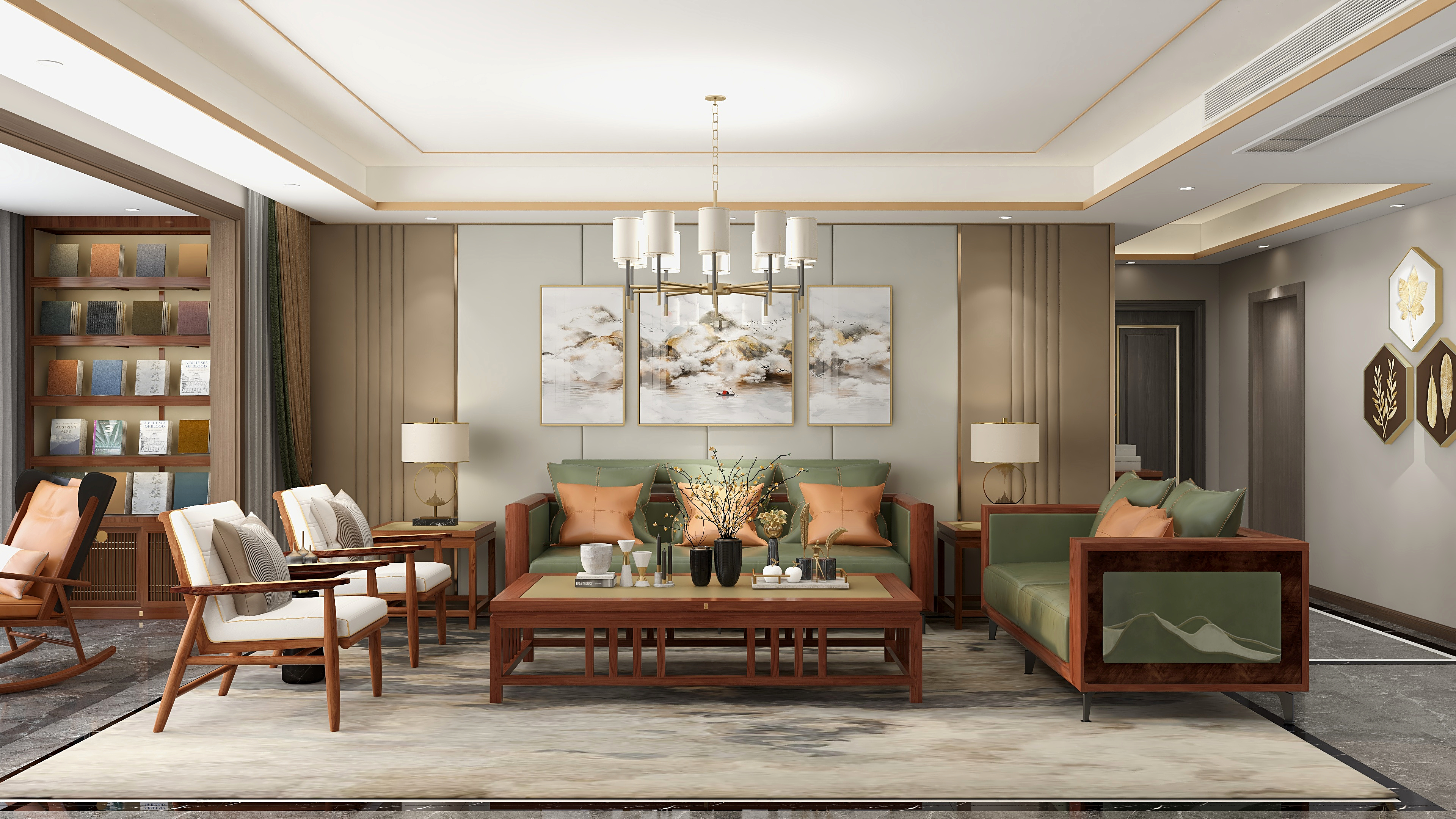 珠海阅梨生活馆-213方新中式五居装修效果图