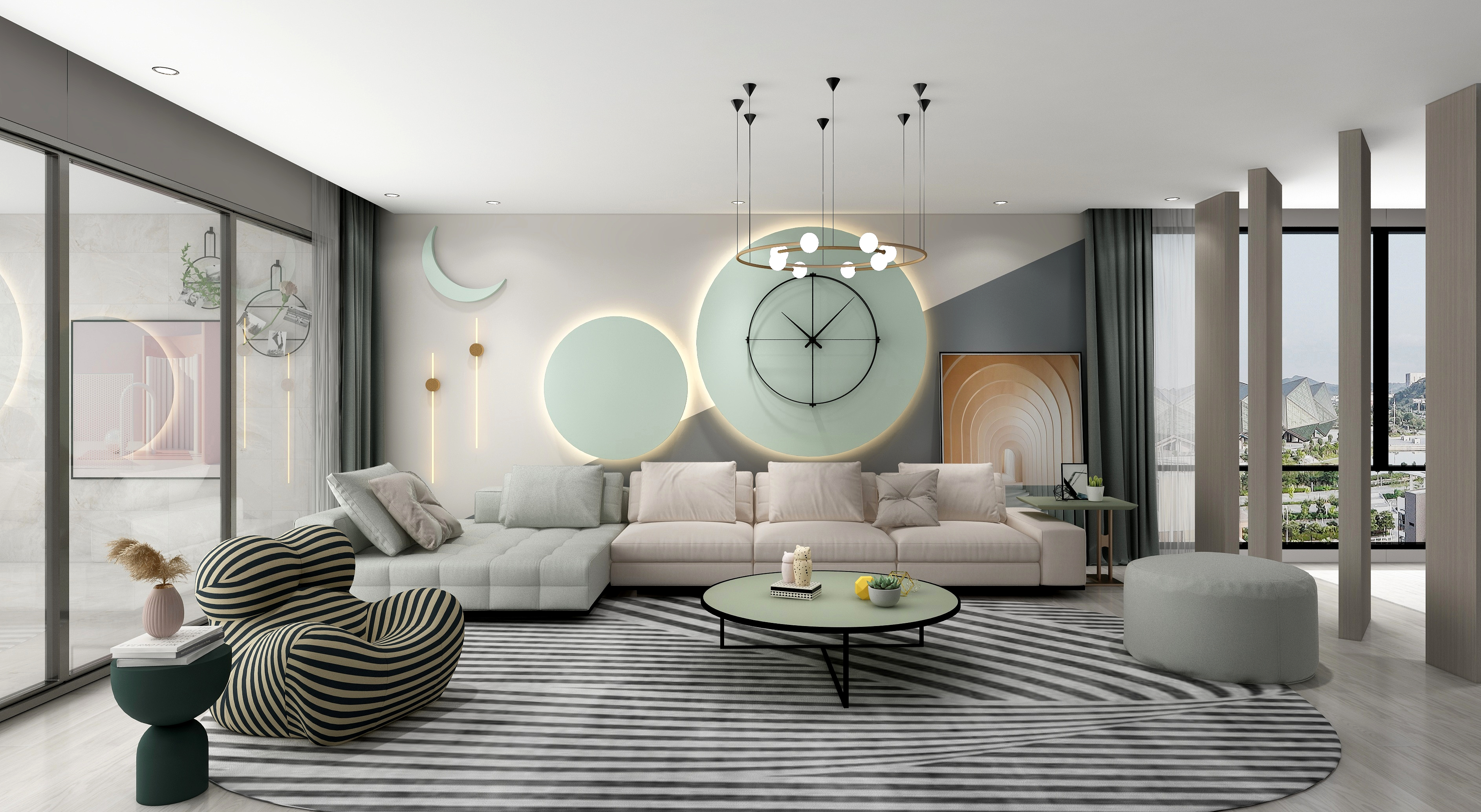 布凡设计的智慧门店系统-北欧风《马卡龙》装修效果图