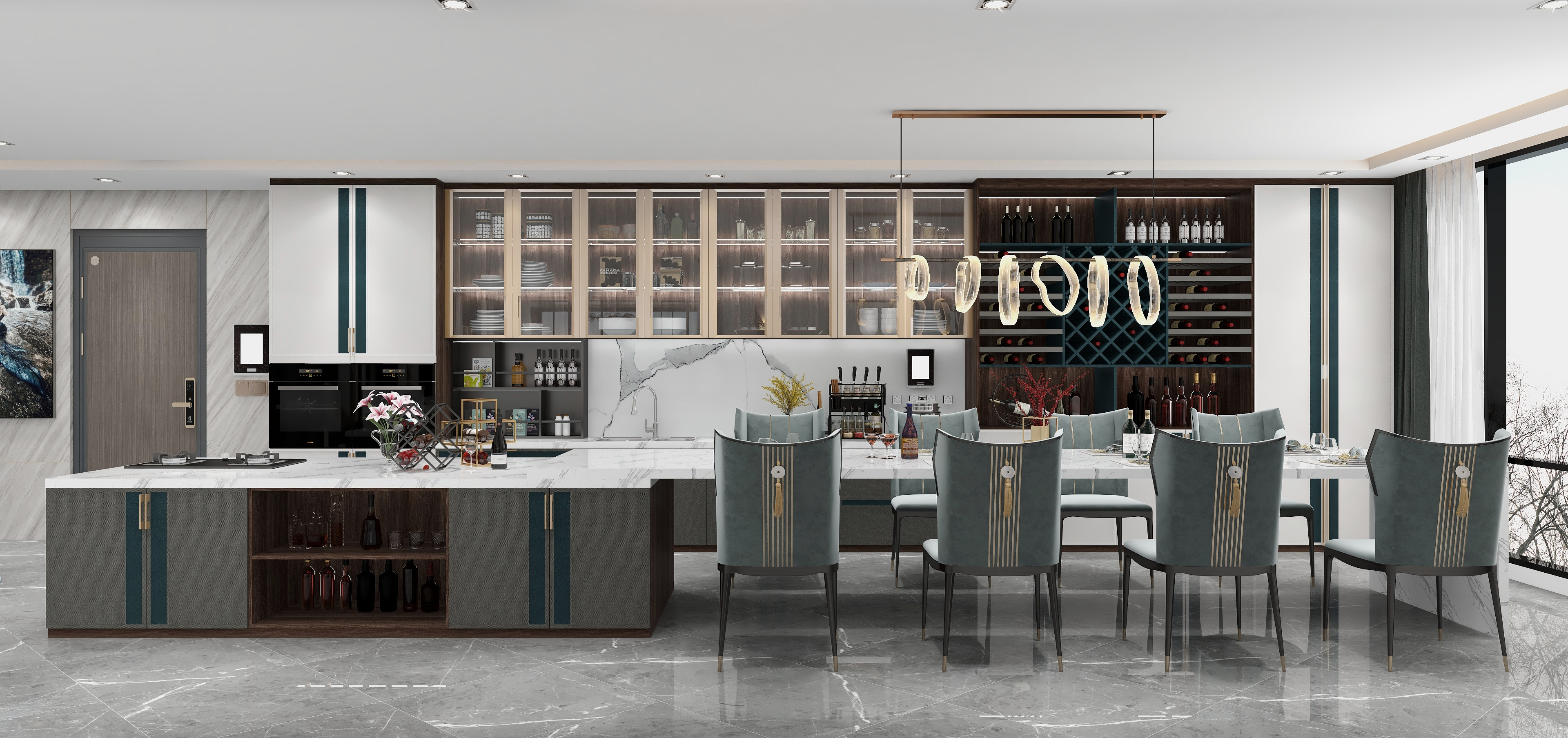 布凡设计的智慧门店系统-意式轻奢《美人鱼》装修效果图