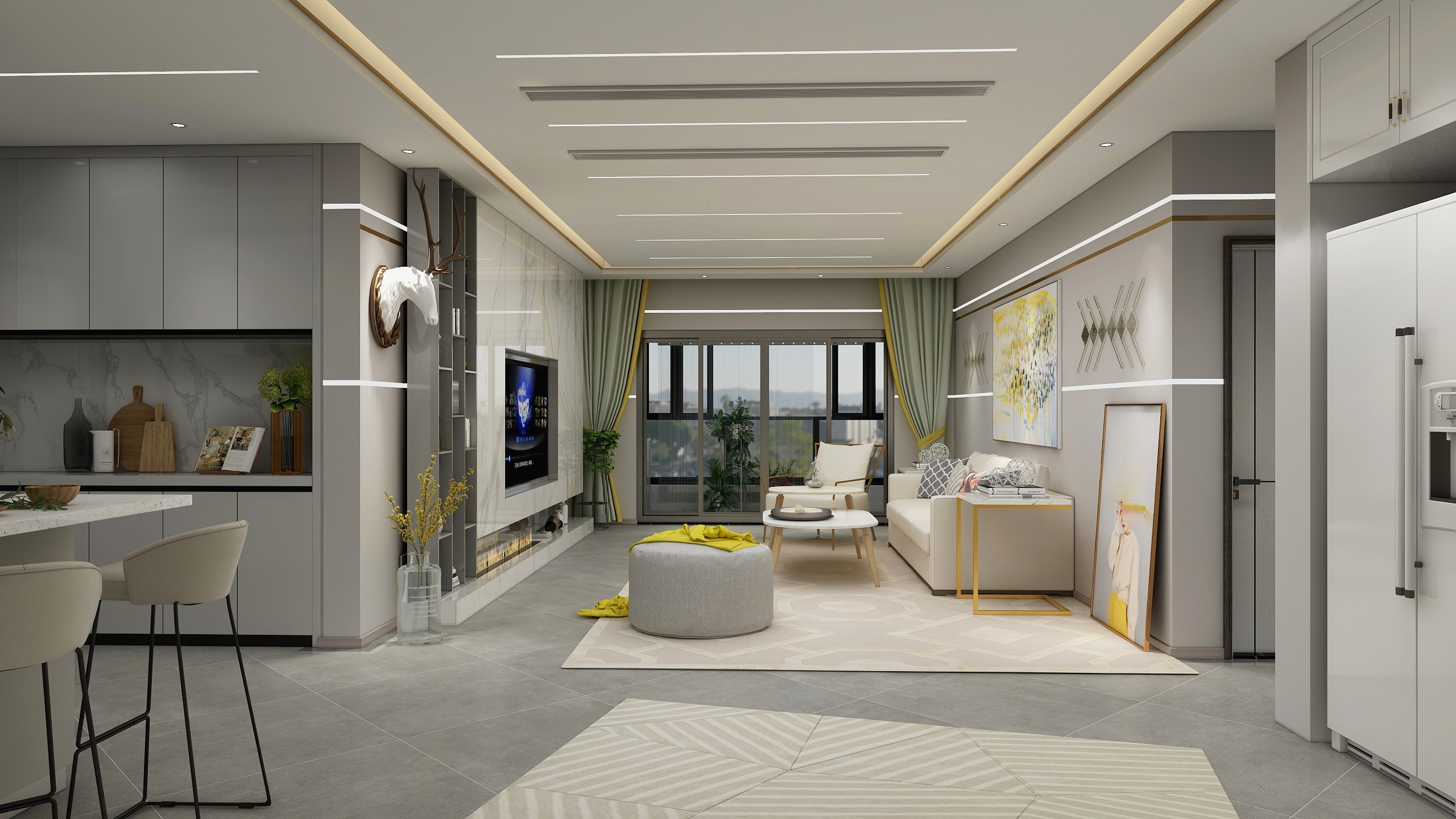 陈航dcje-简约轻奢客餐厅装修效果图