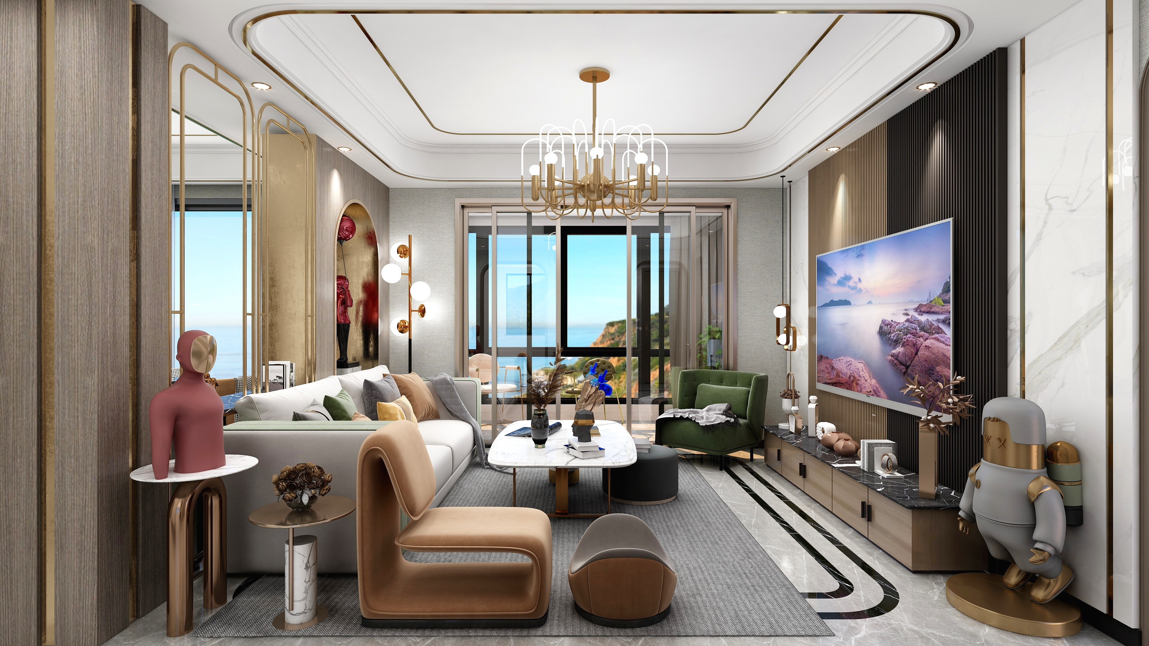 境屿丨无界筑造-轻奢139平-闲庭看湖光山色,落袖余晖莫名香装修效果图