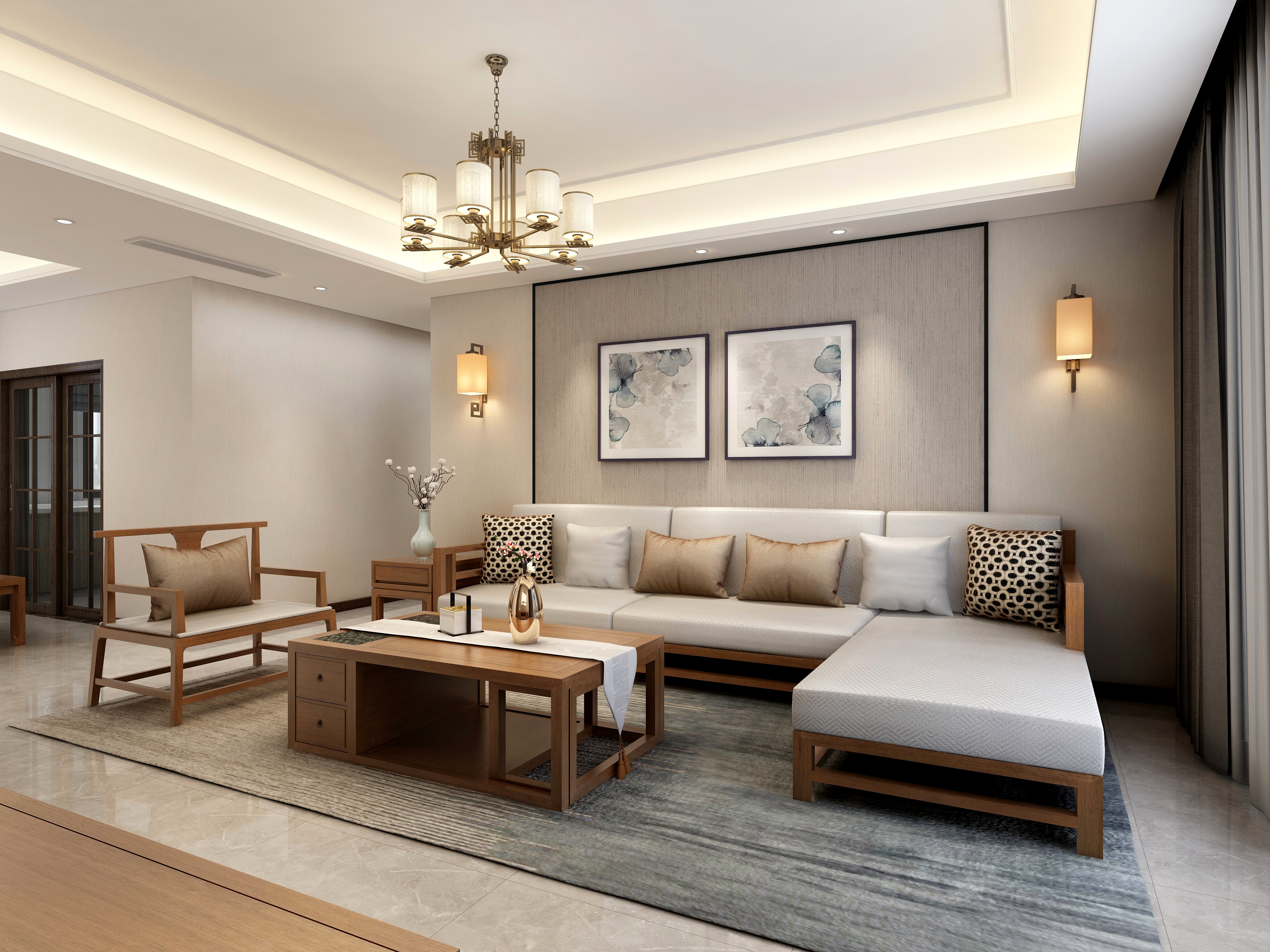 源木zIH-交大创新港160㎡户型新中式A装修效果图