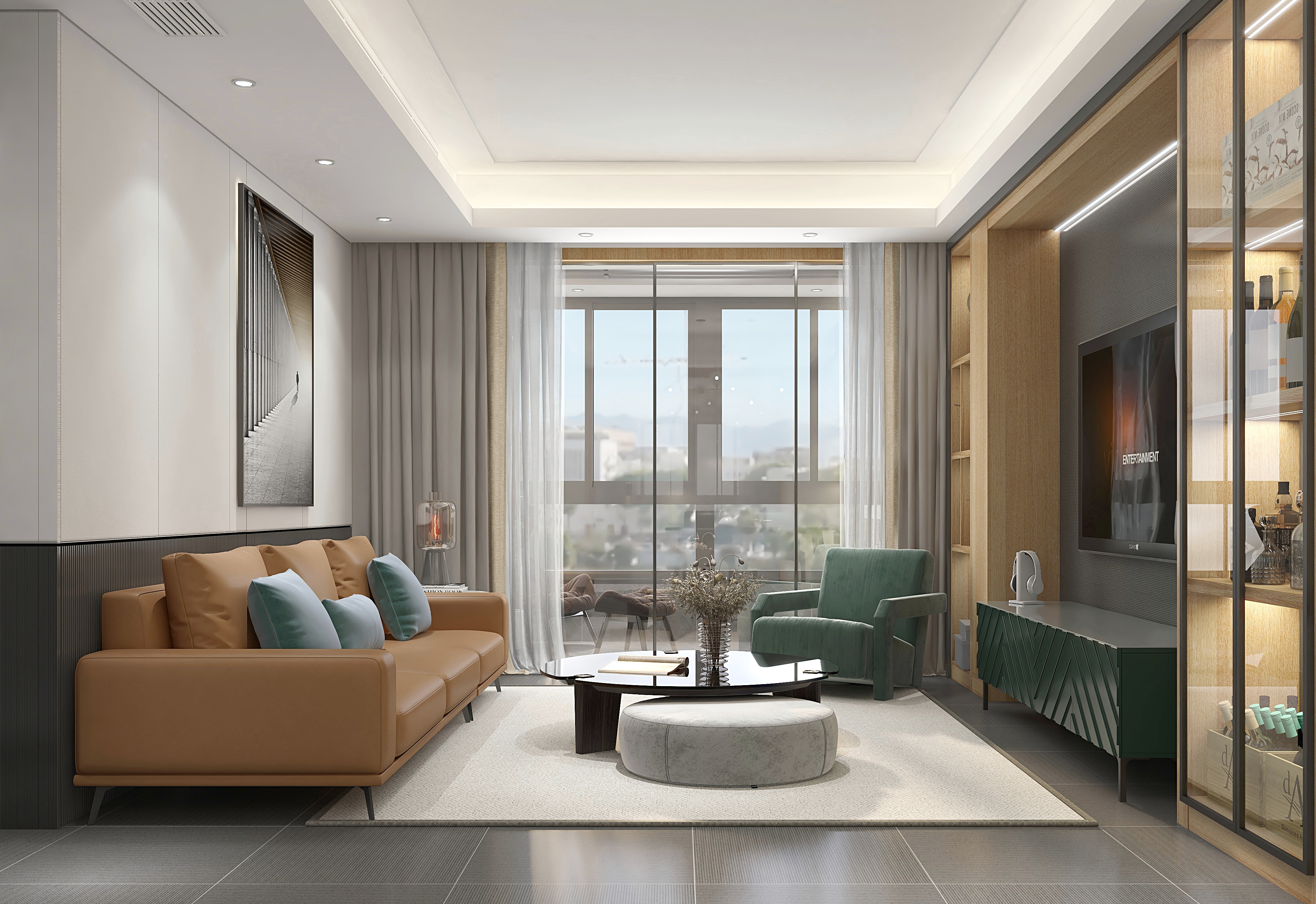 黄建-《简橡》现代|100㎡小三居装修效果图