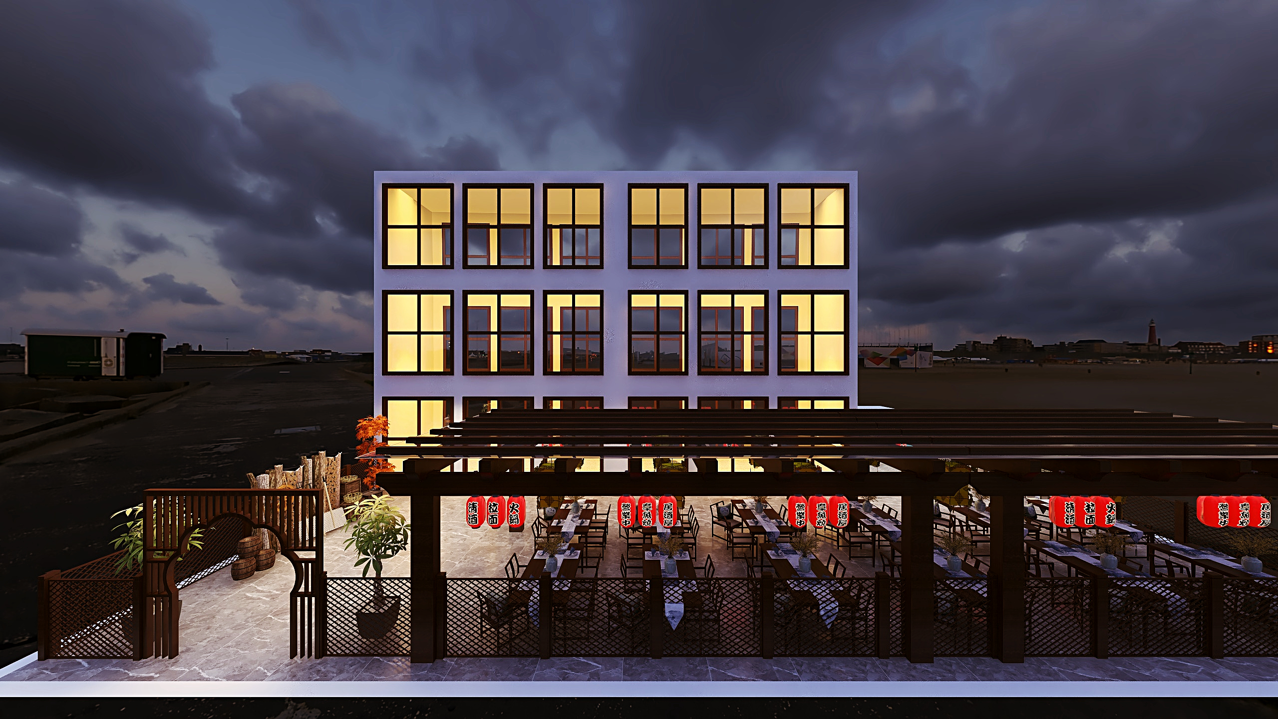 谢炎丨-中式【金沙广场街道】海鲜店装修效果图