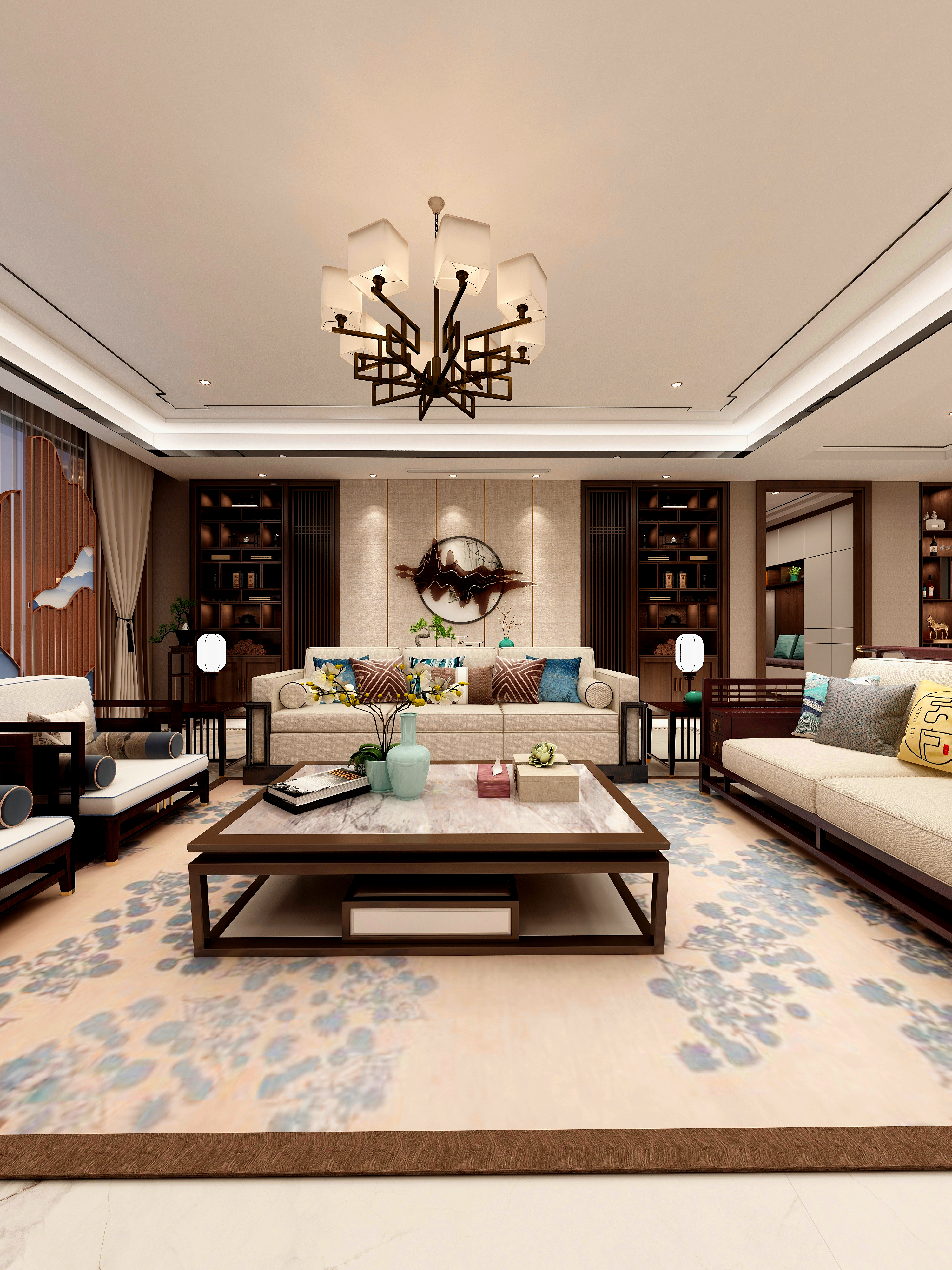 安邸家居设计工作室-【现代中式】一广东徐先生380㎡大平层五房-装修设计方案