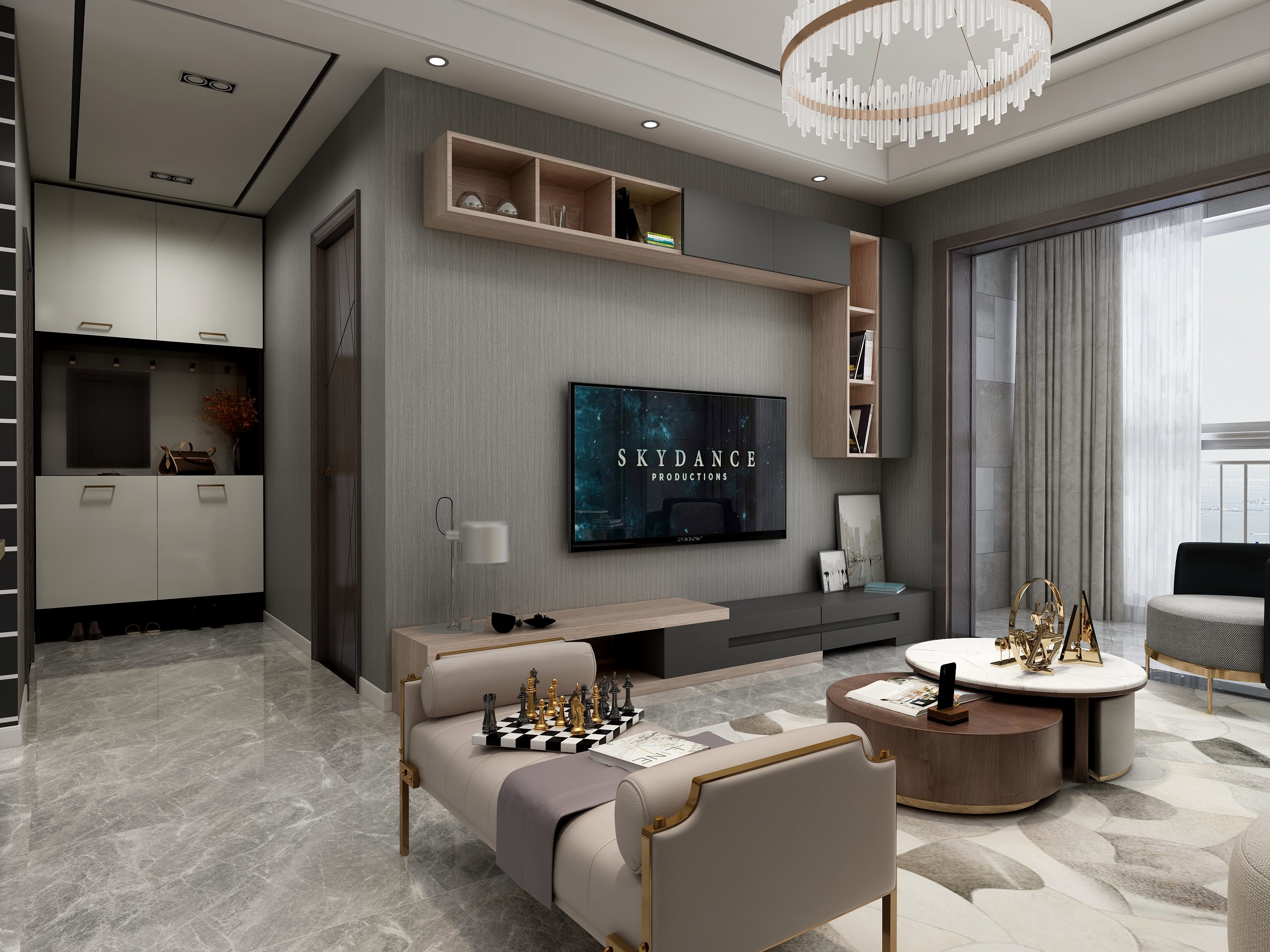 全案设计杨明-【虹之间装饰】三居室-轻奢--装修设计方案