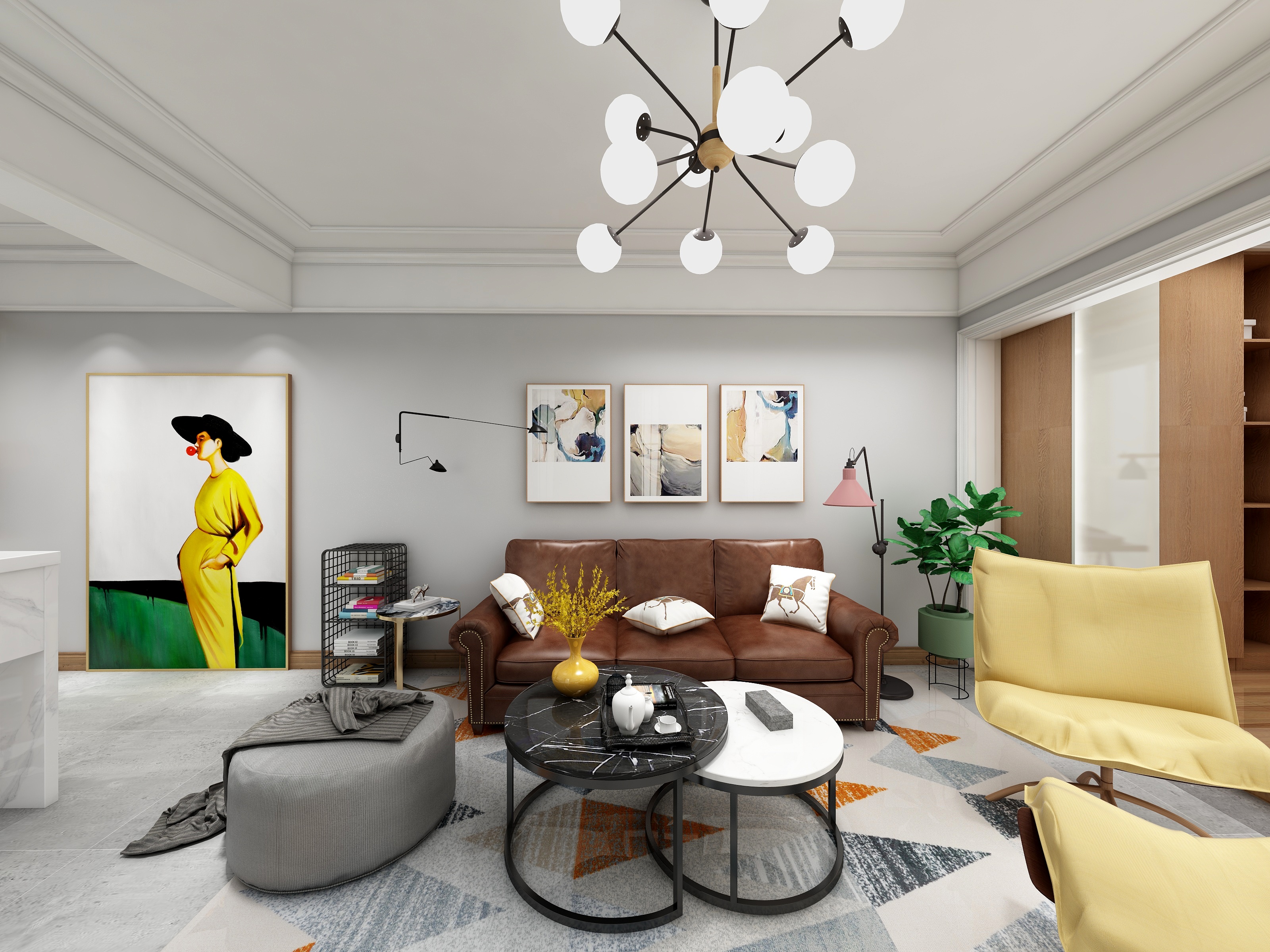 邓邦伟-98方现代两居装修效果图