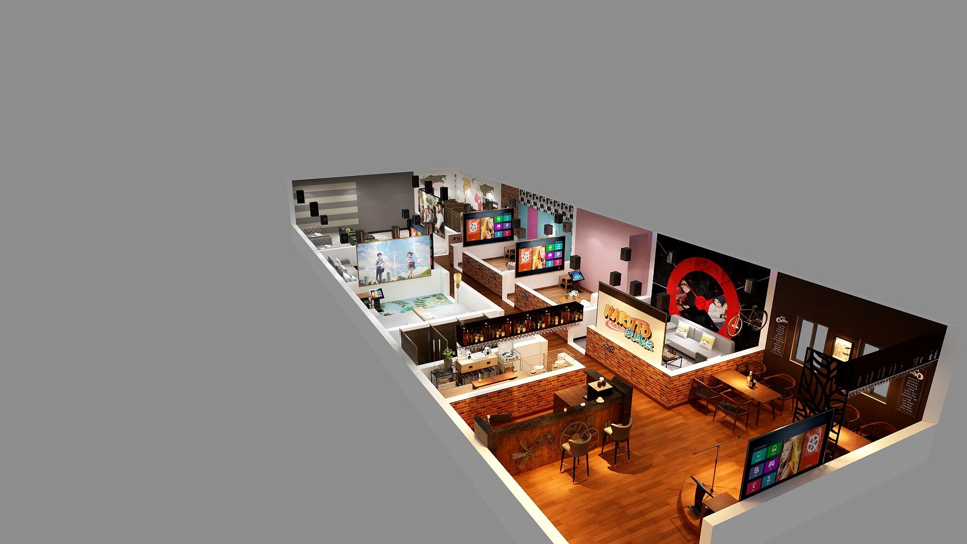 现代风格X-聚空间影咖-聚会，K歌，观影，VR-装修设计方案