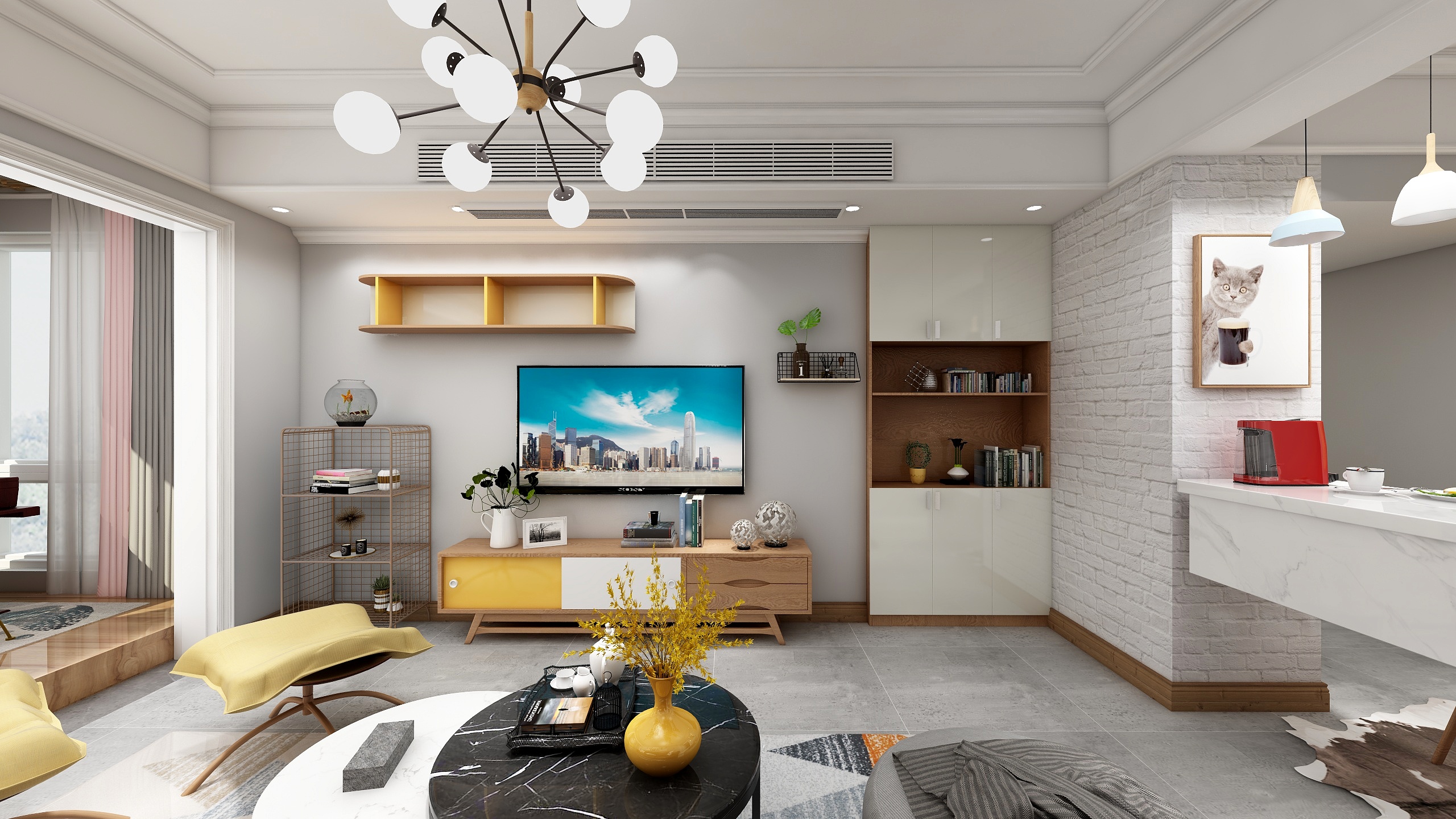 邓邦伟-98方现代两居装修效果图