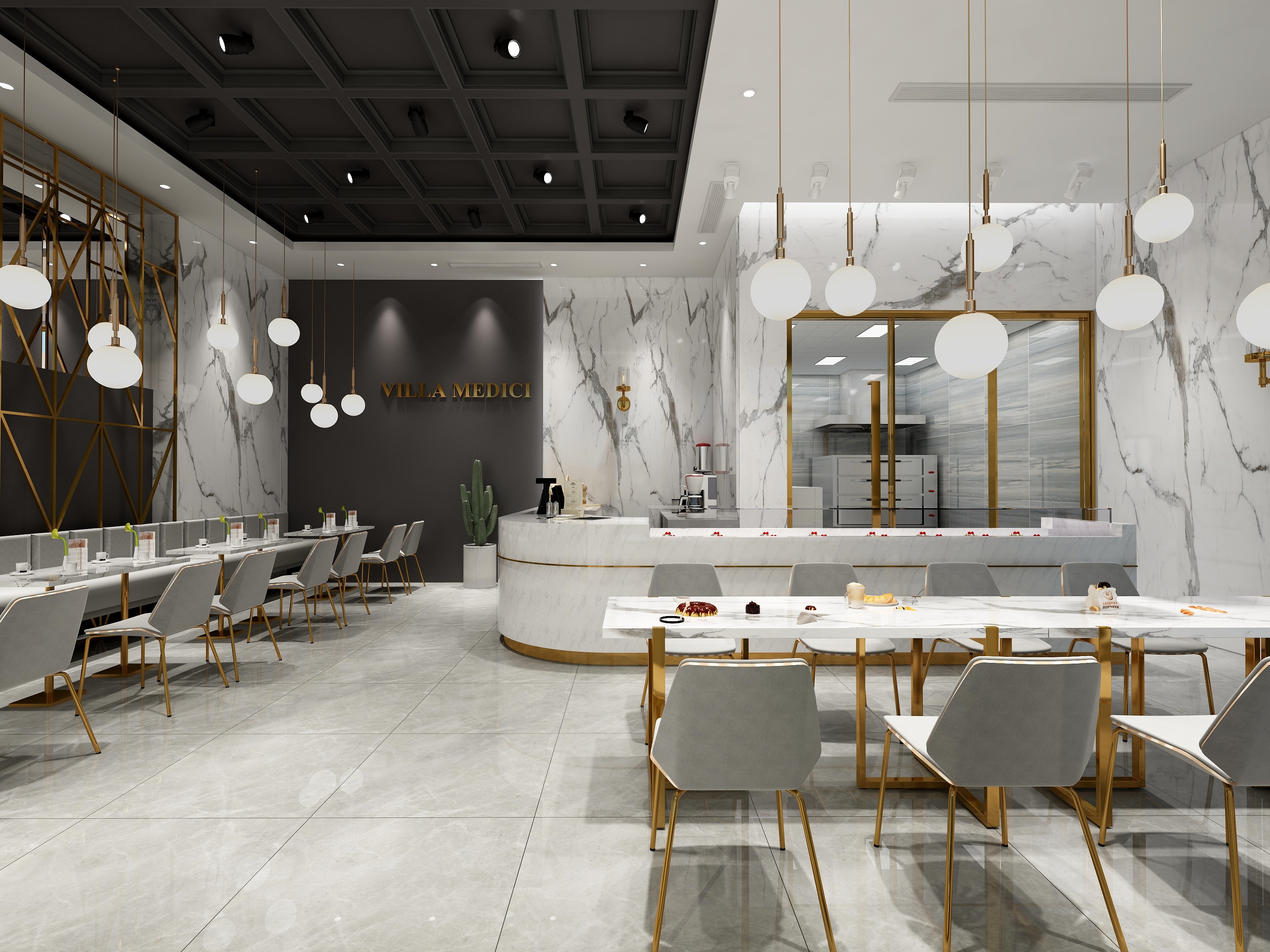 葱郁-甜品店装修效果图